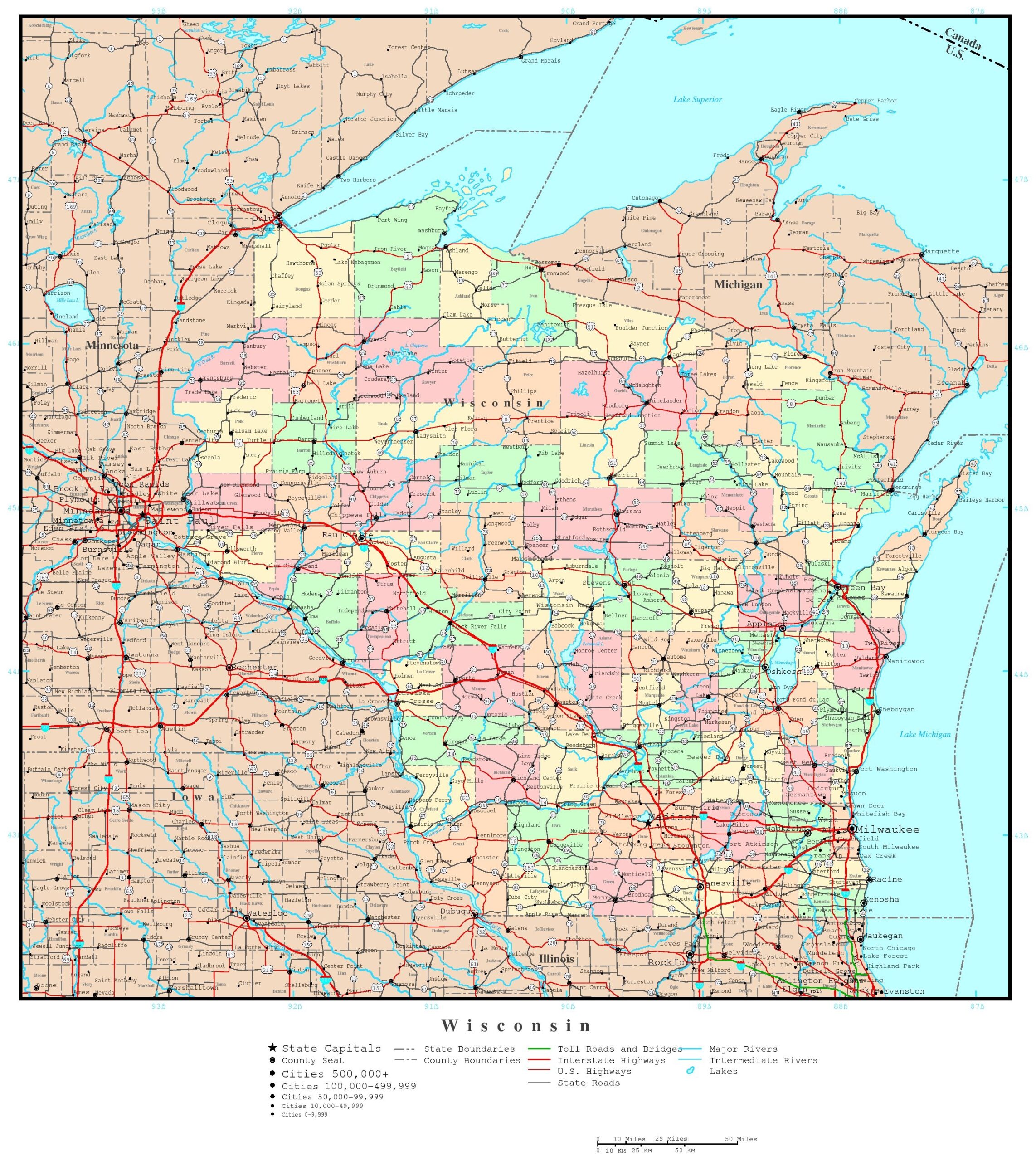 Wisconsin Political Map