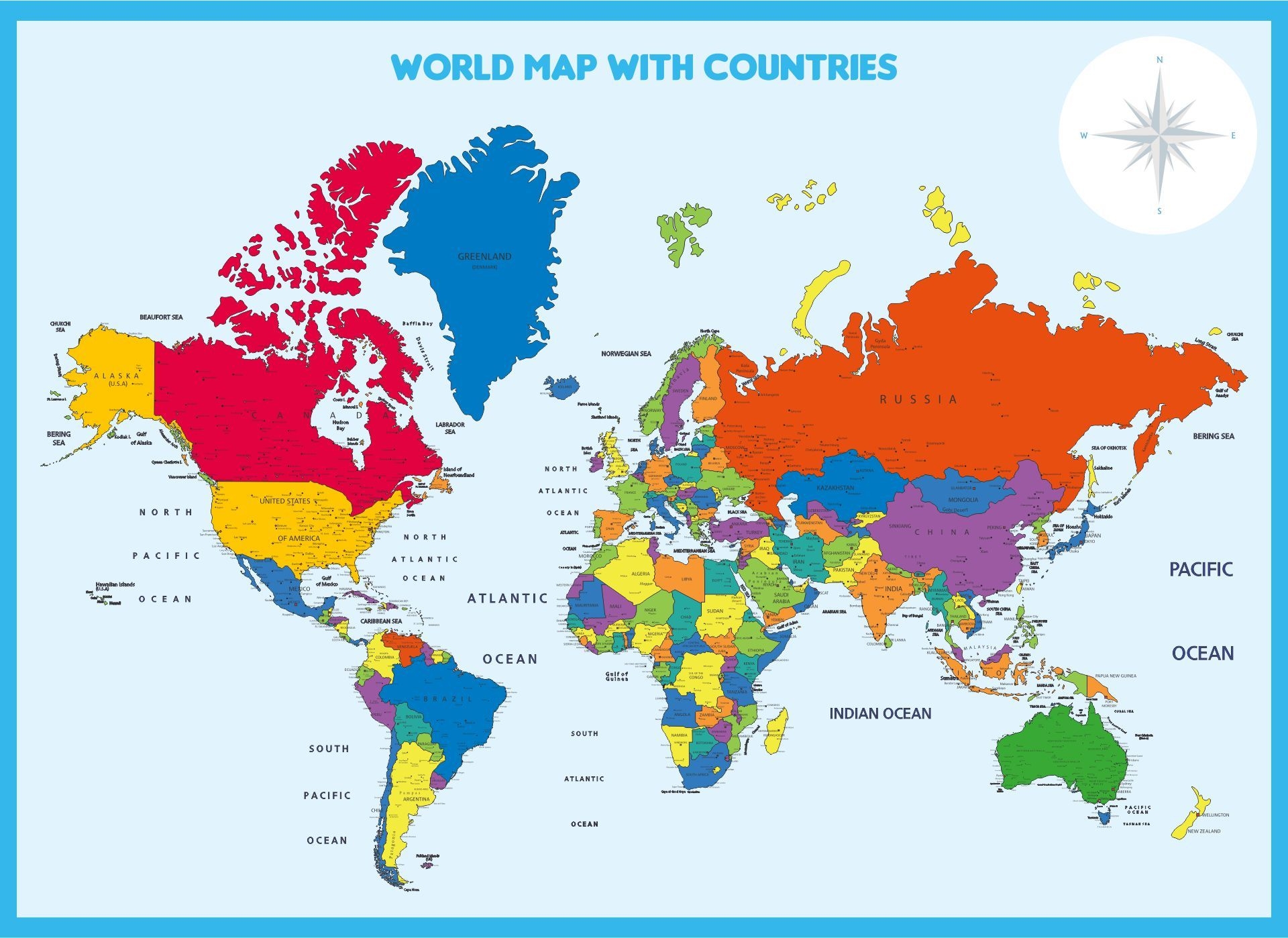 Labelled World Map Printable