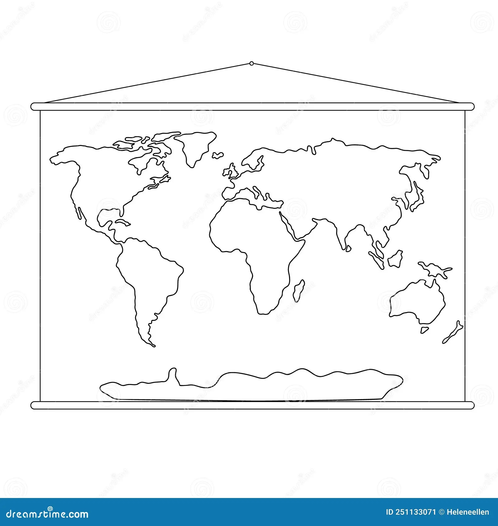 World Map School Wall Poster Simple Outline Vector Illustration Stock Vector Illustration Of Material Horizontal 251133071