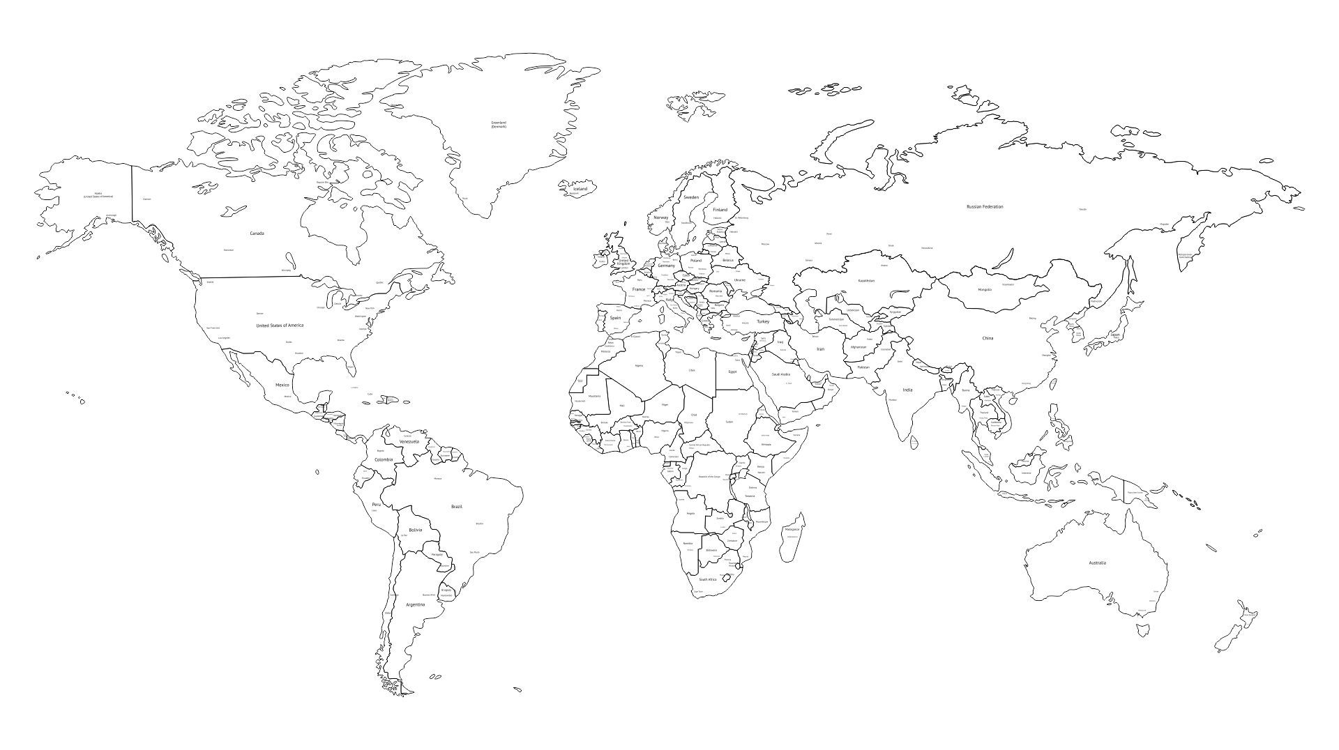 World Map With Boundaries Coloring Page