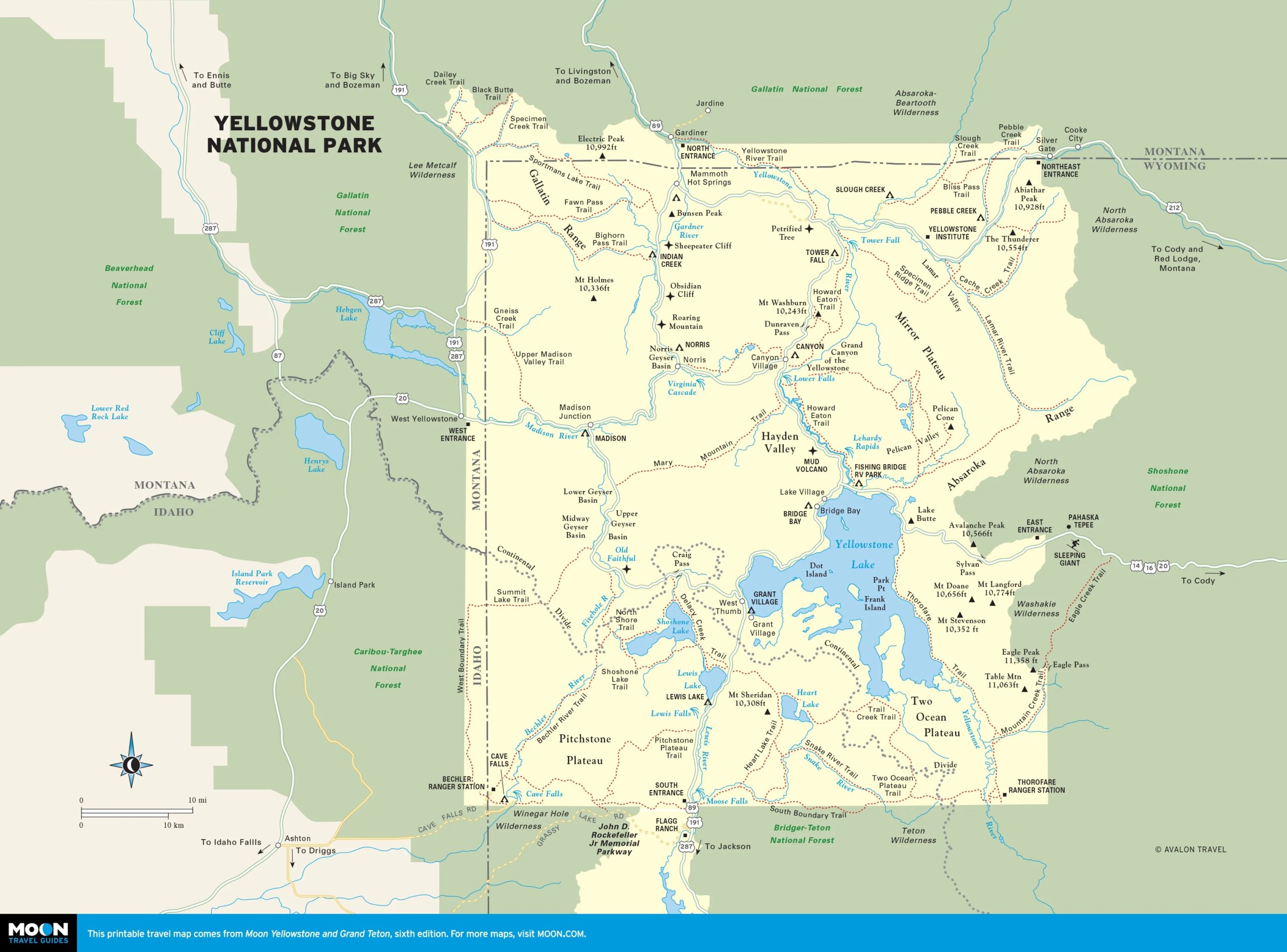 Printable Map Of Yellowstone Park