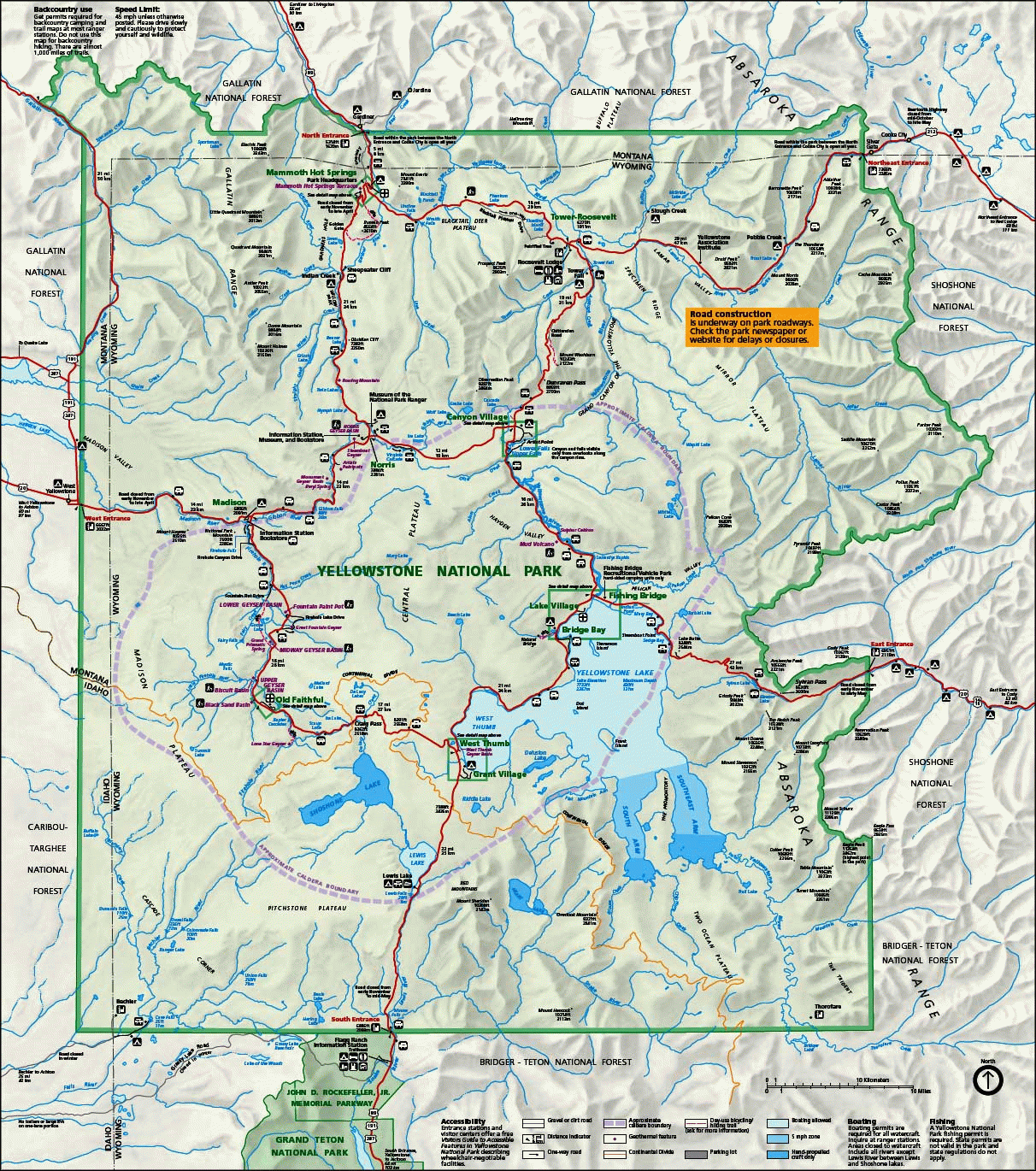 Printable Map Of Yellowstone National Park