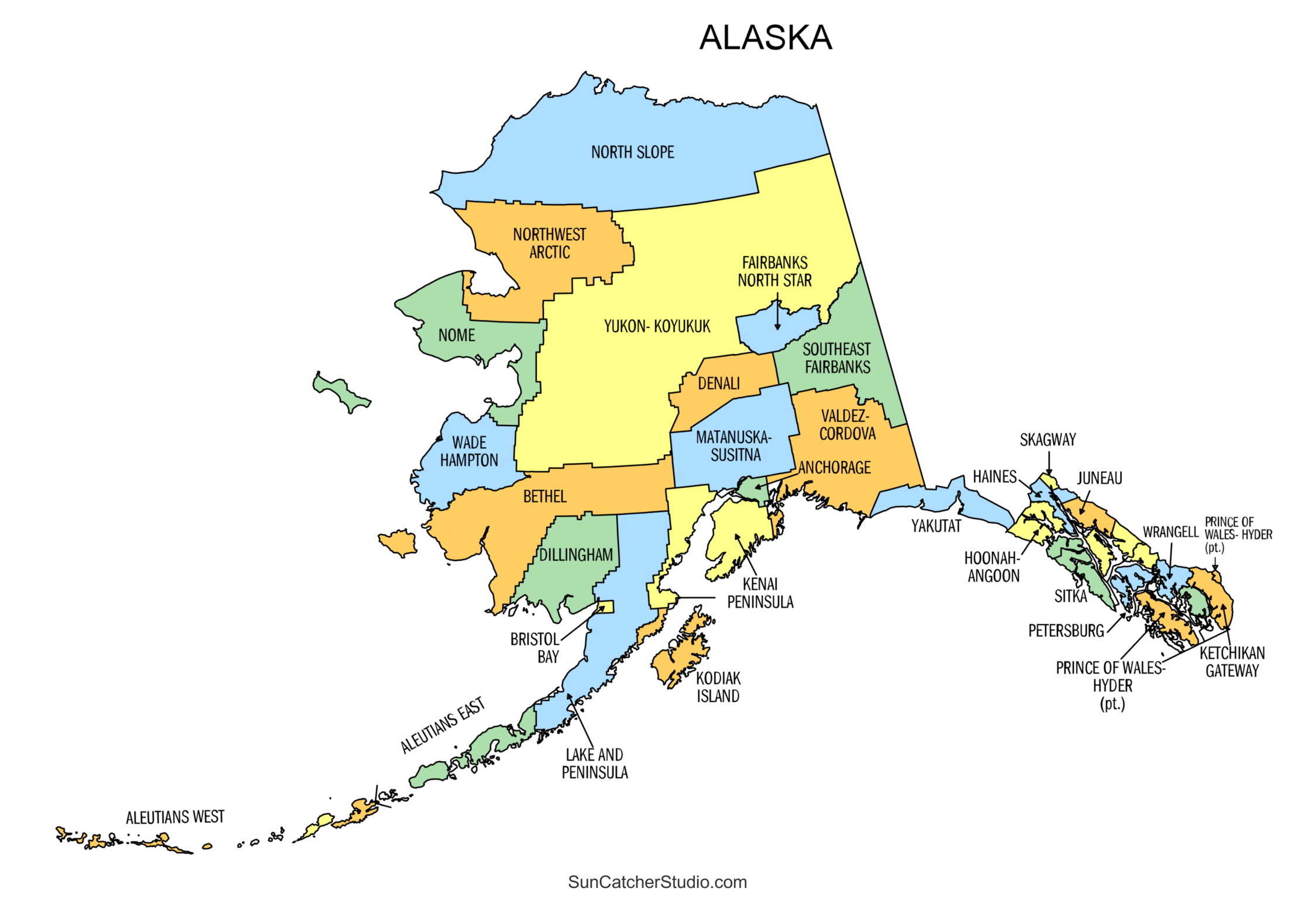 Alaska Boroughs Map Printable State Map With County Lines Free Printables Monograms Design Tools Patterns DIY Projects