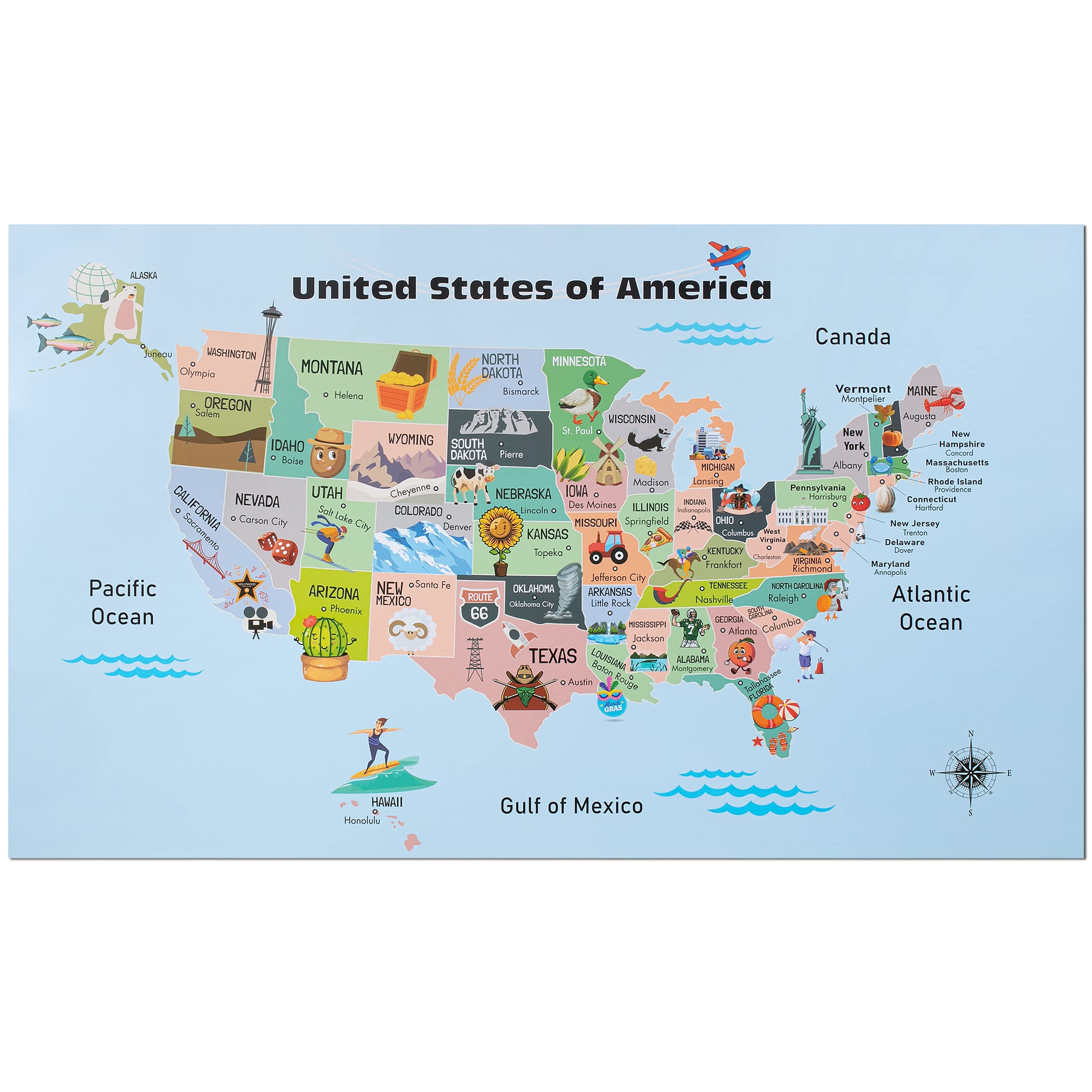 Amazon Mr Pen United States Map For Kids 14 5 x 24 6 US Map For Kids Learning Back To School Supplies Office Products