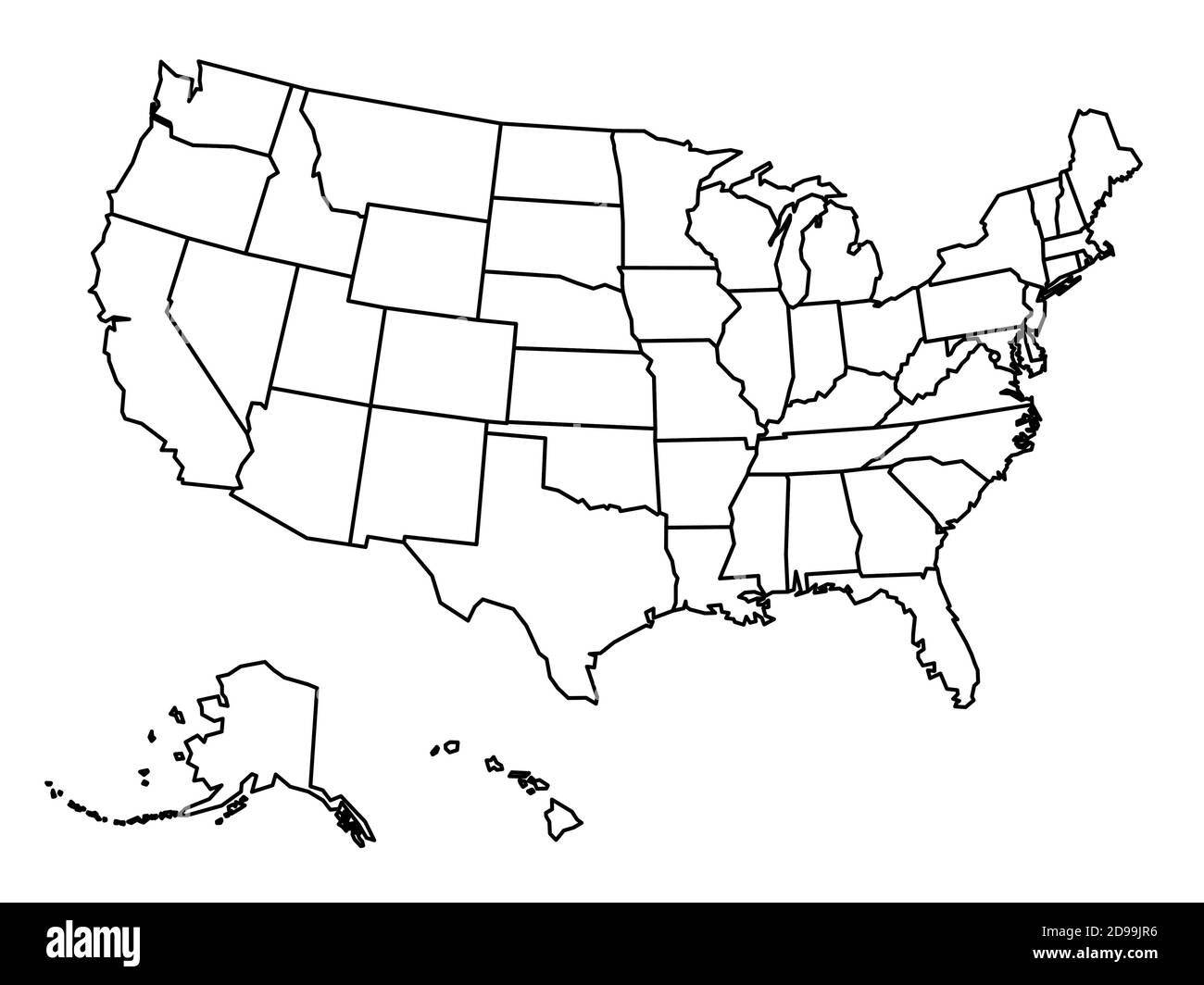 blank outline map of united states of america simplified vector map made of black outline on white background stock vector image art alamy