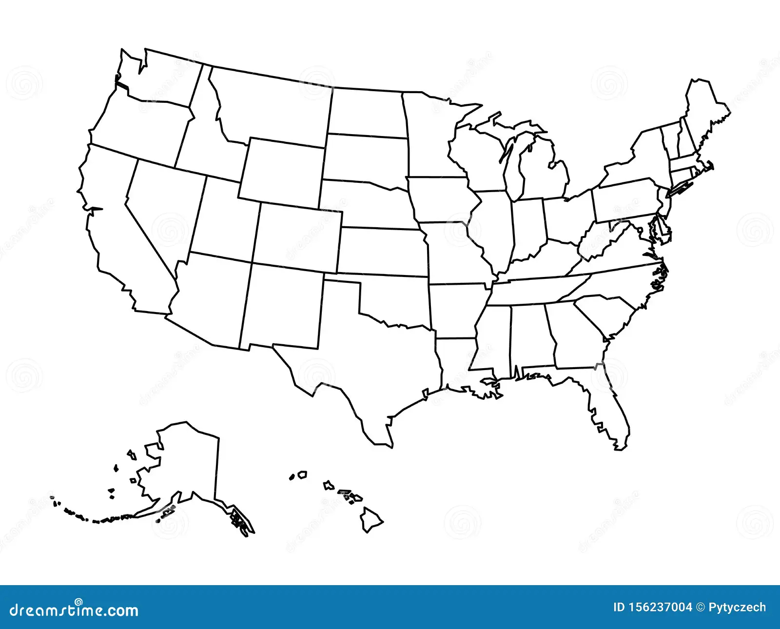 blank outline map of united states of america simplified vector map made of thick black outline on white background stock vector illustration of county outline 156237004