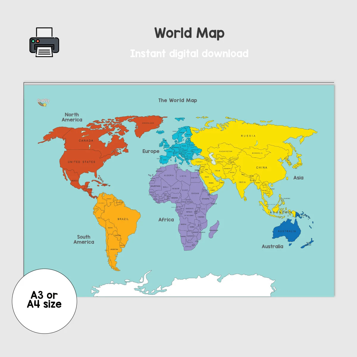 Printable Childrens World Map