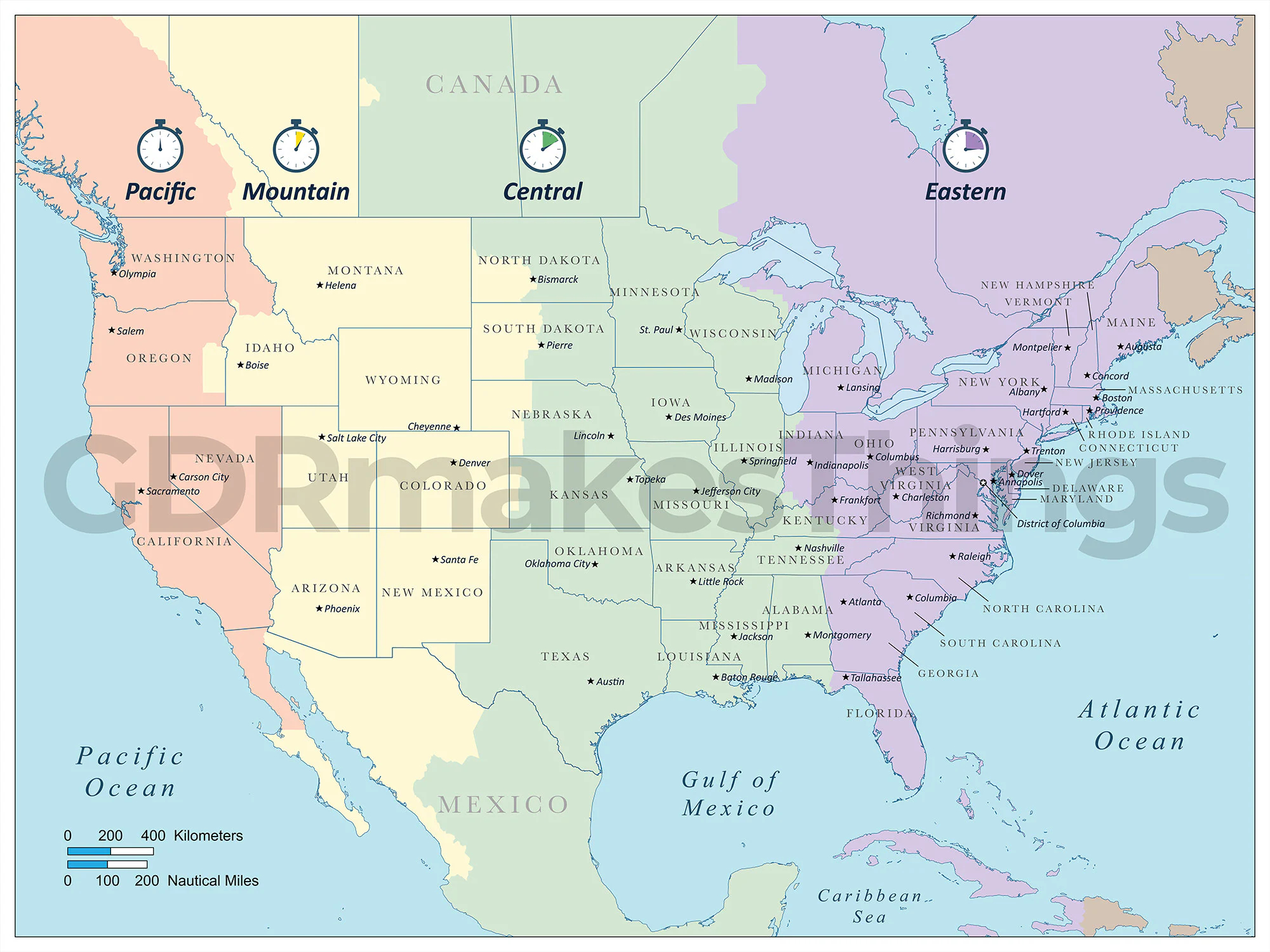 Printable Time Zone Map Of Usa