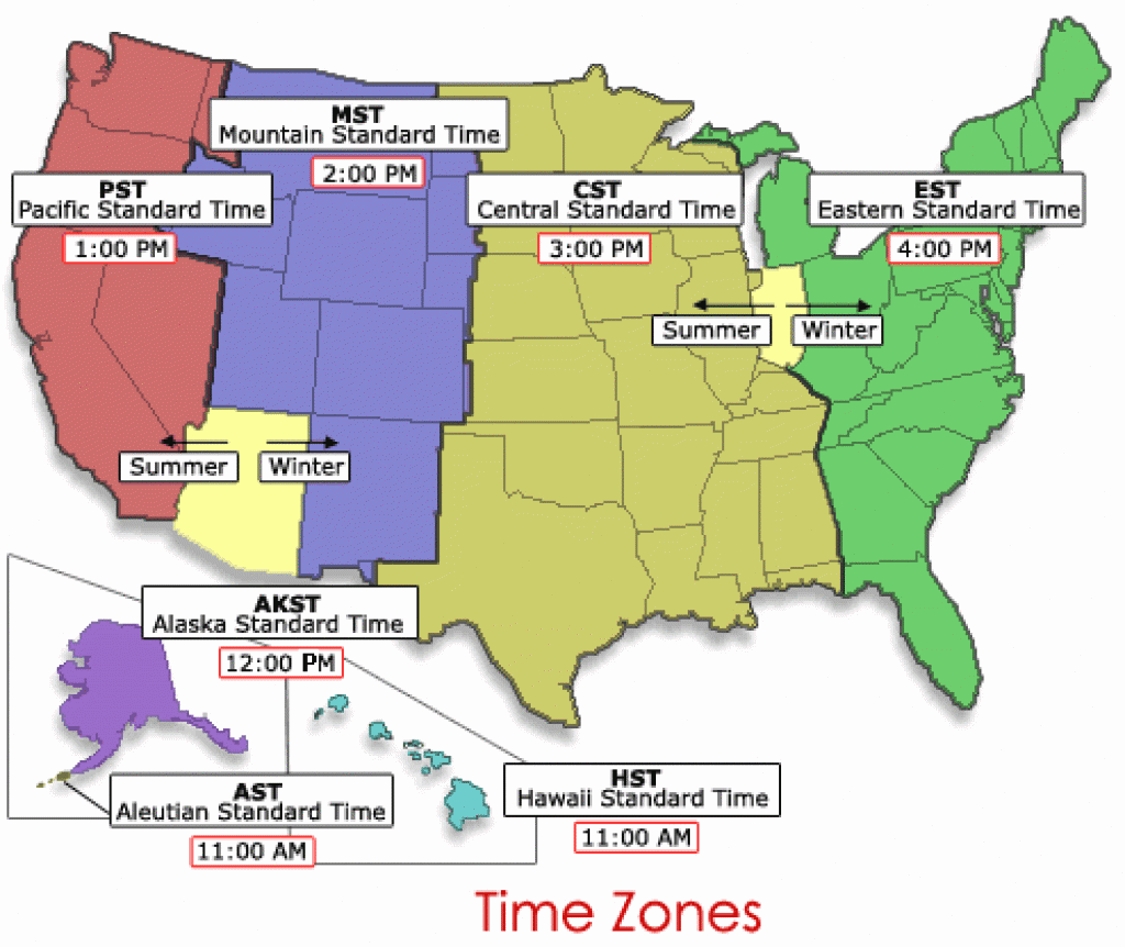 Usa Time Zone Map Printable