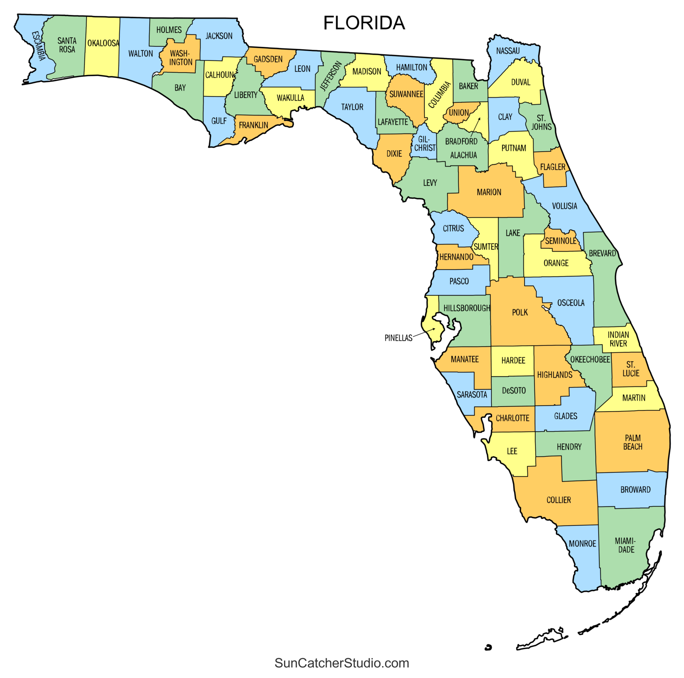 florida county map printable state map with county lines free