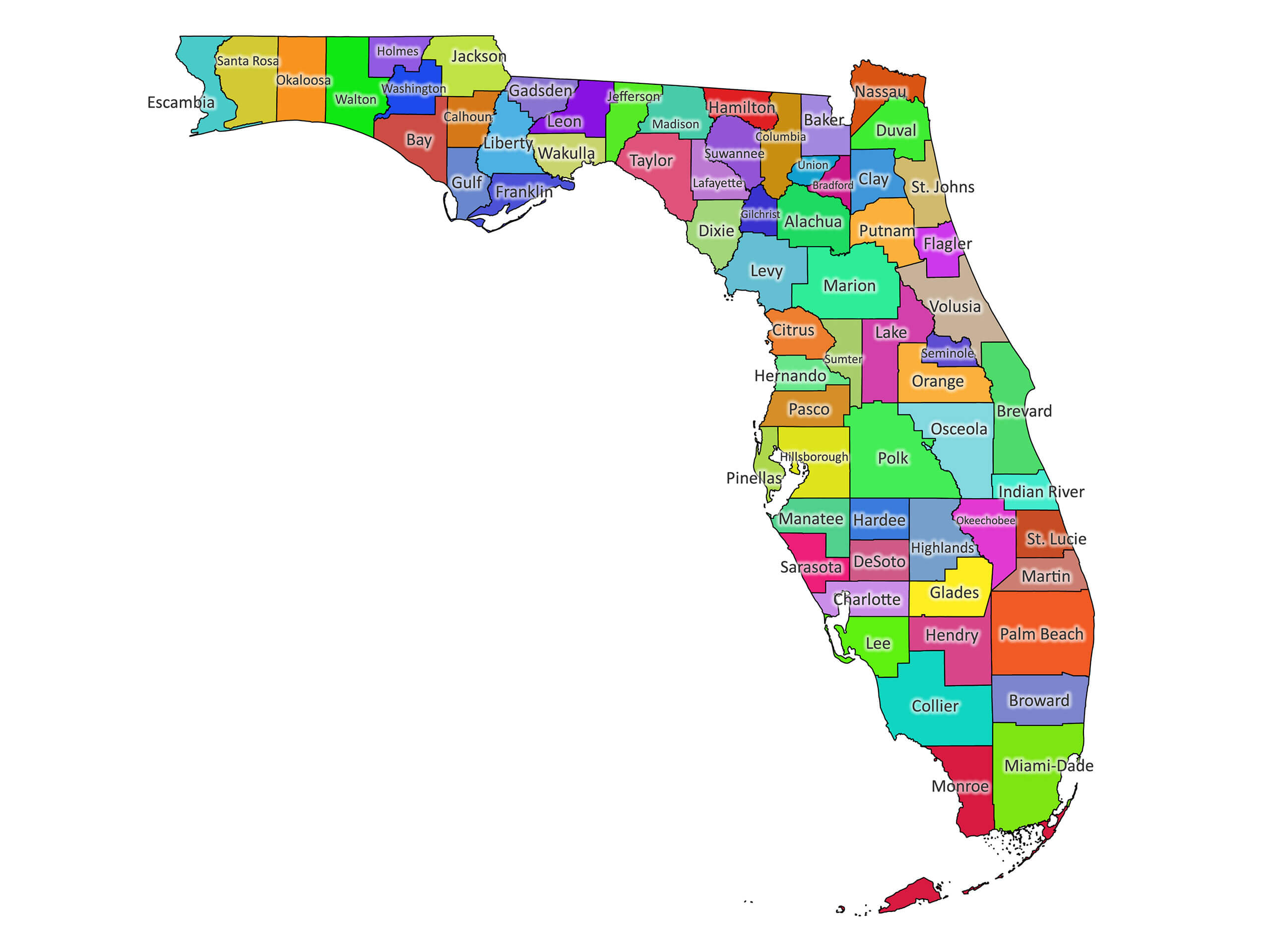 florida labeled map labeled maps