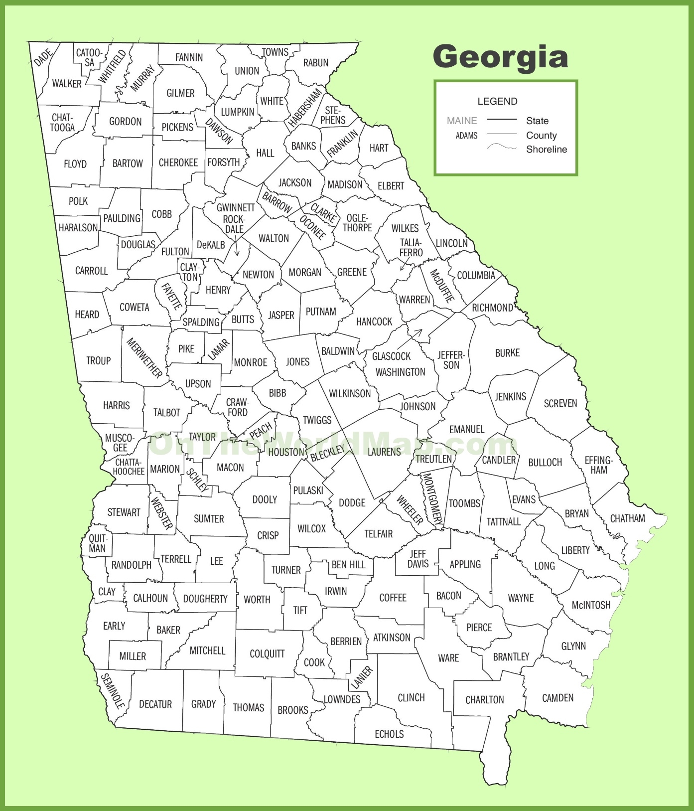 Georgia County Map Printable