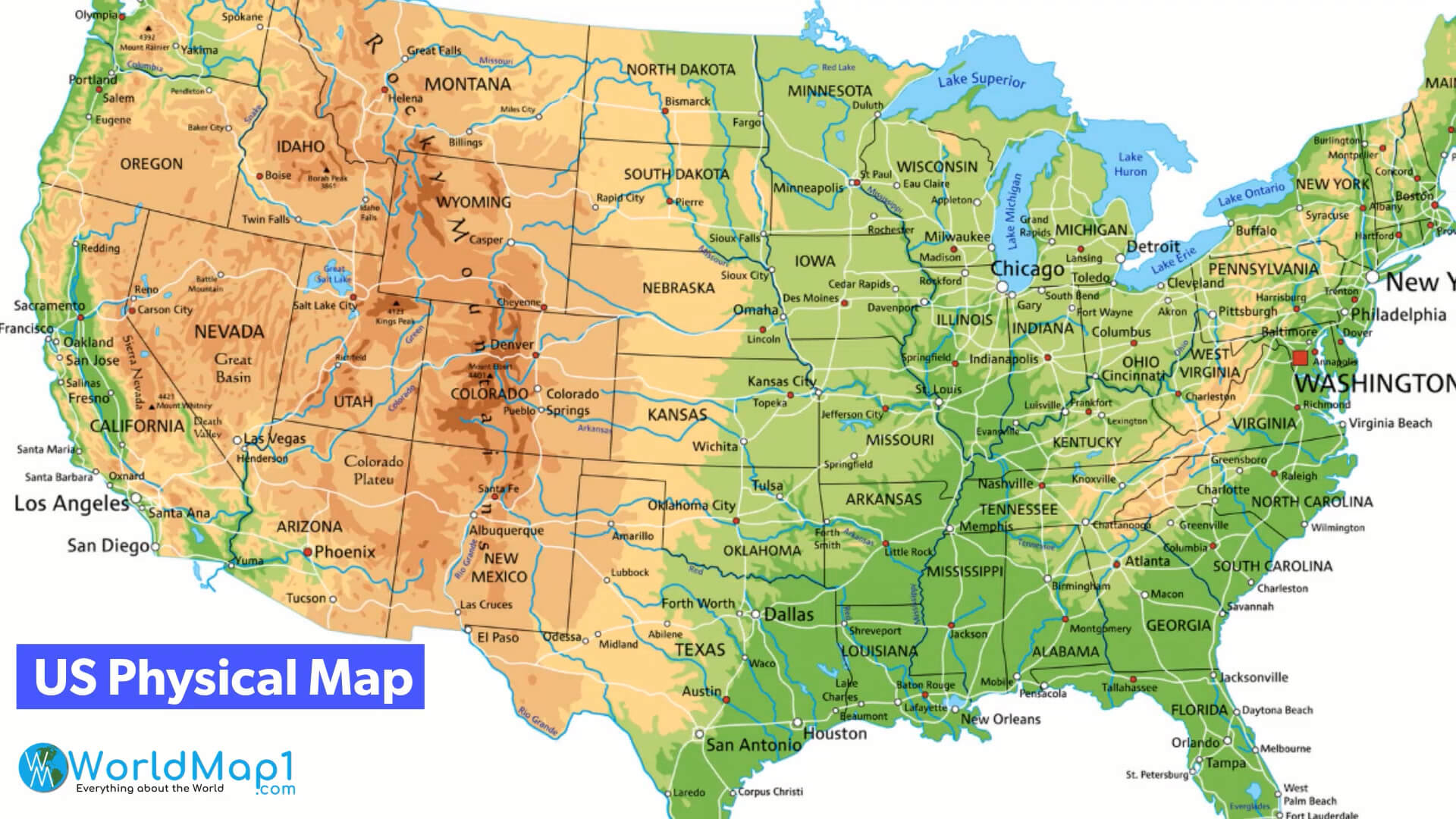 high detailed united states of america road map