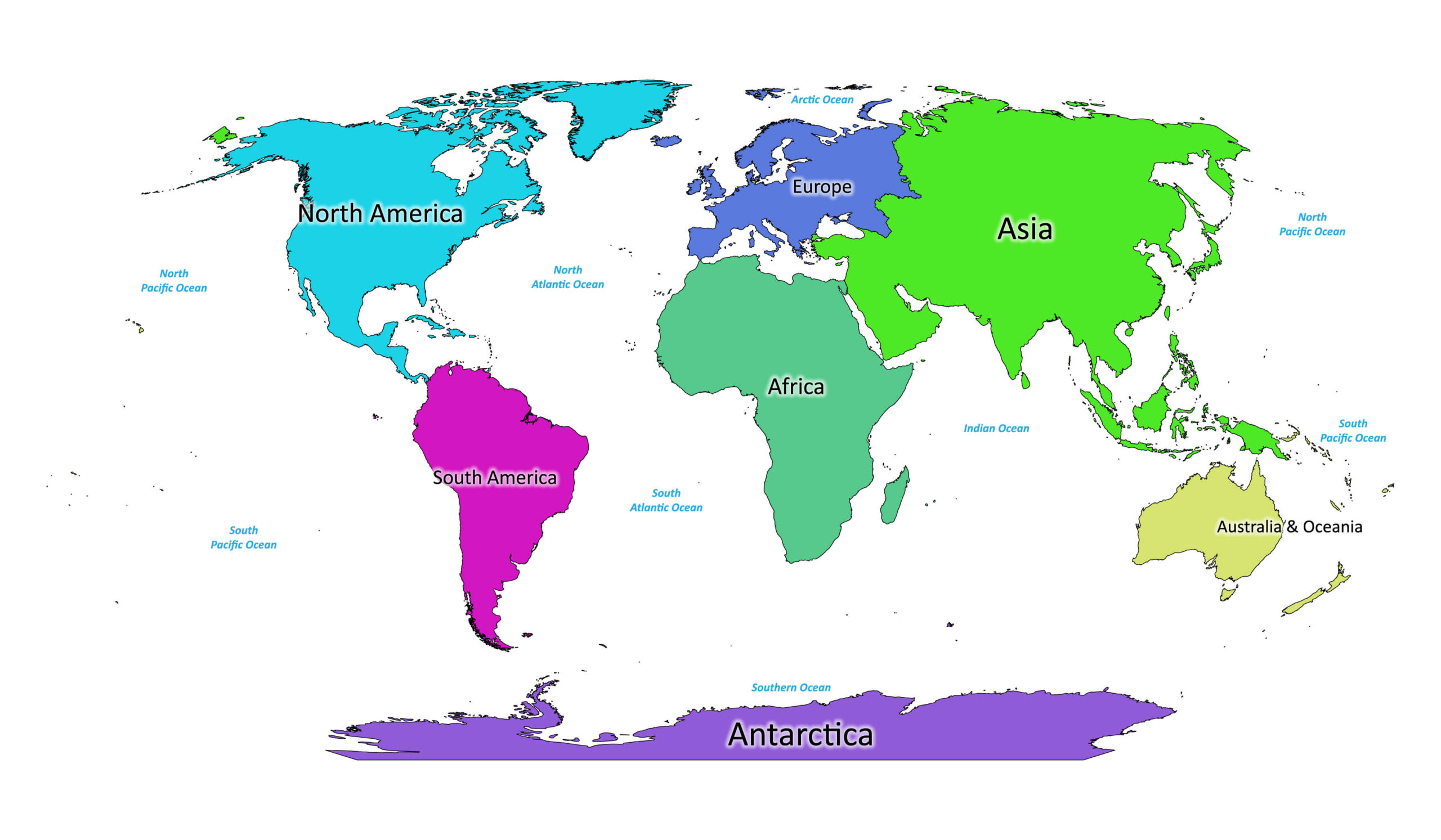 Labelled World Map Printable