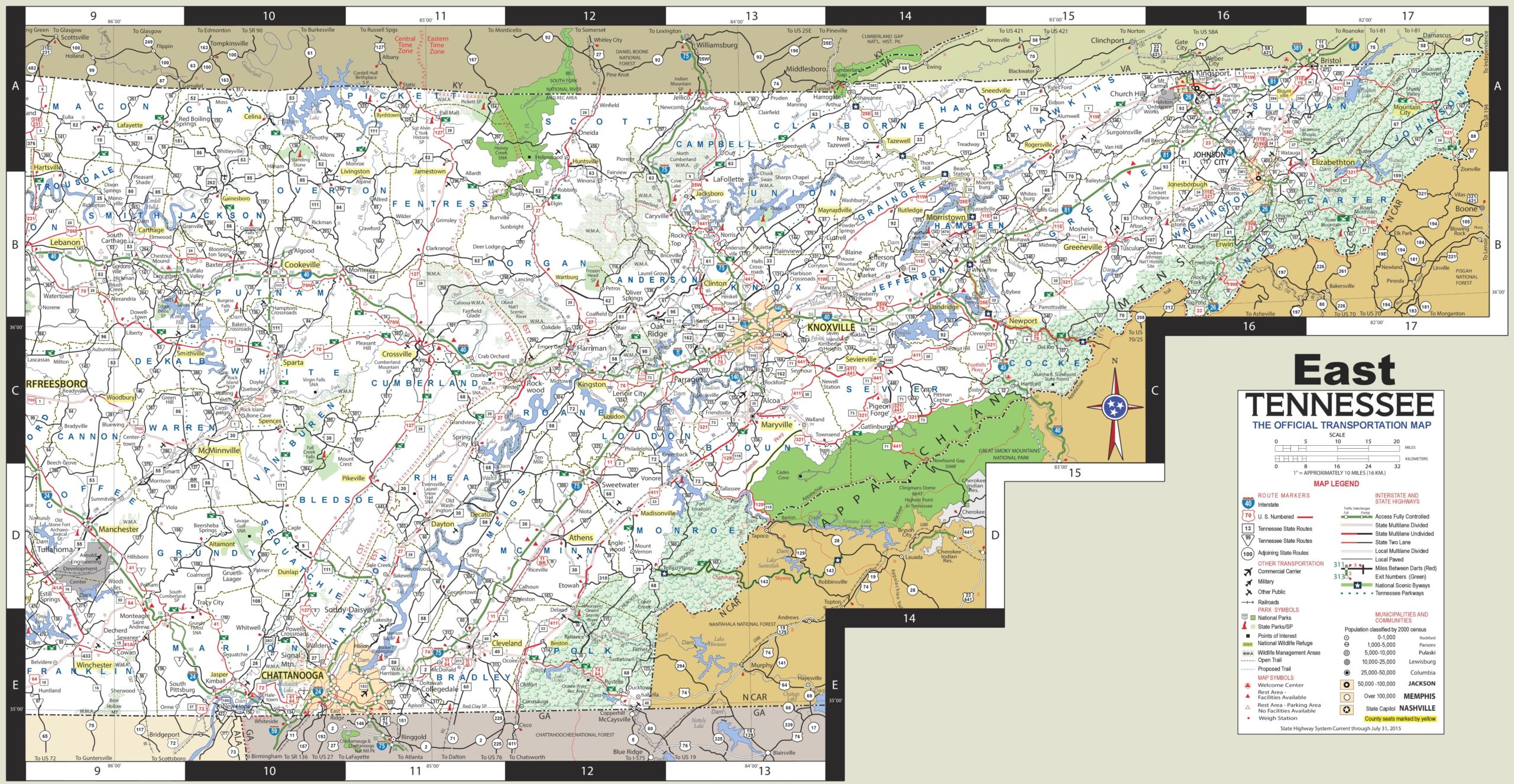 Printable Map Of Tennessee