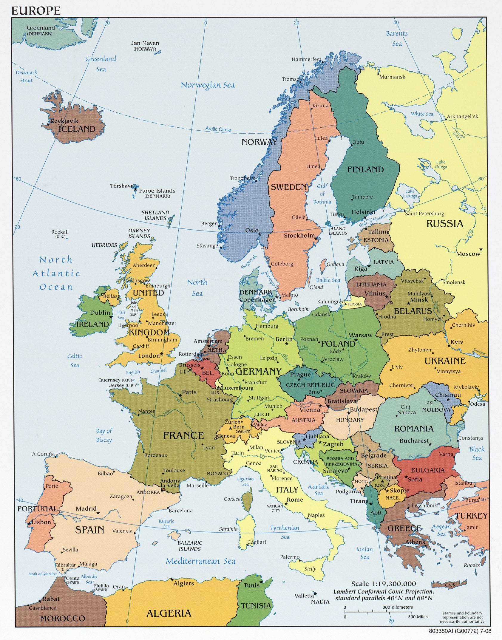 Map Europe Printable