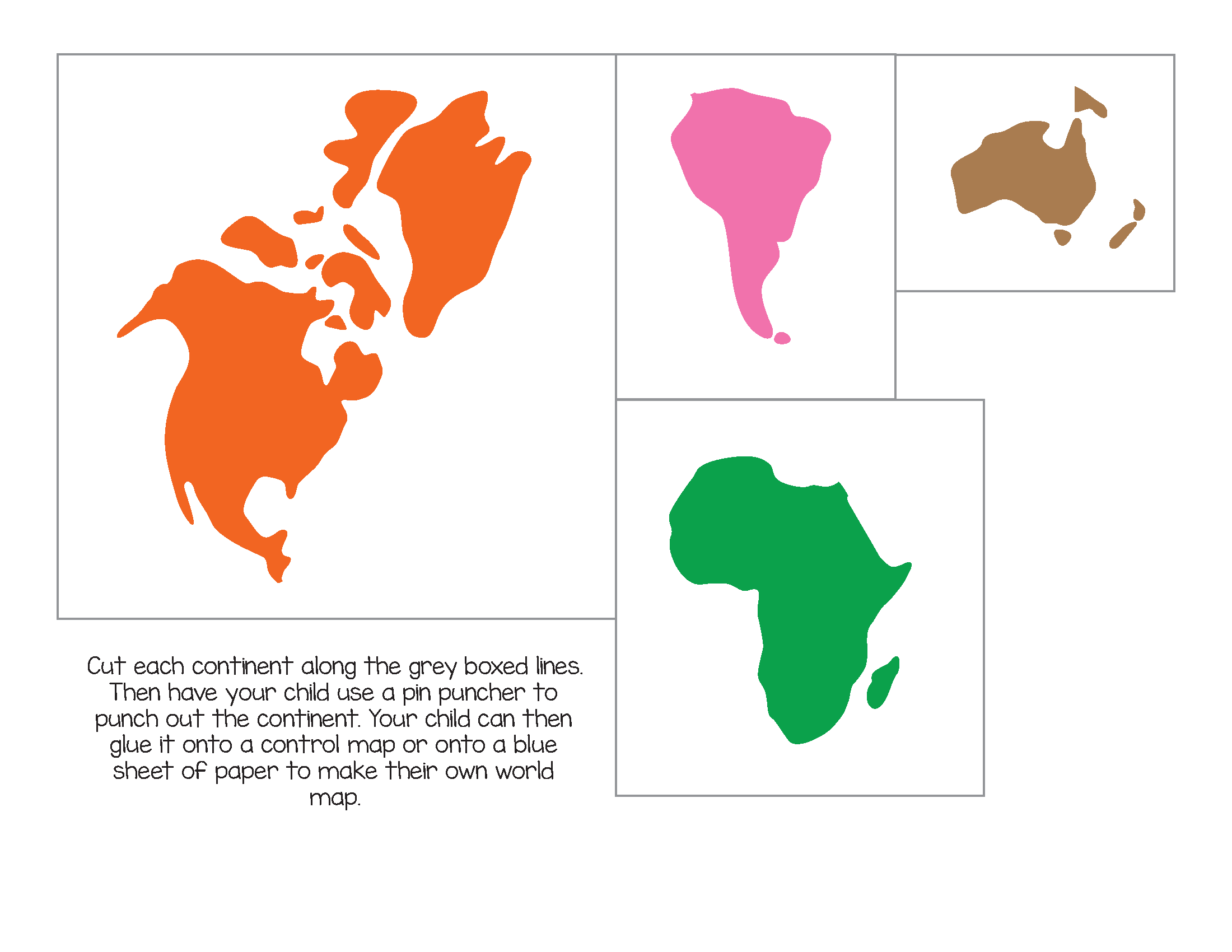 montessori world map and continents
