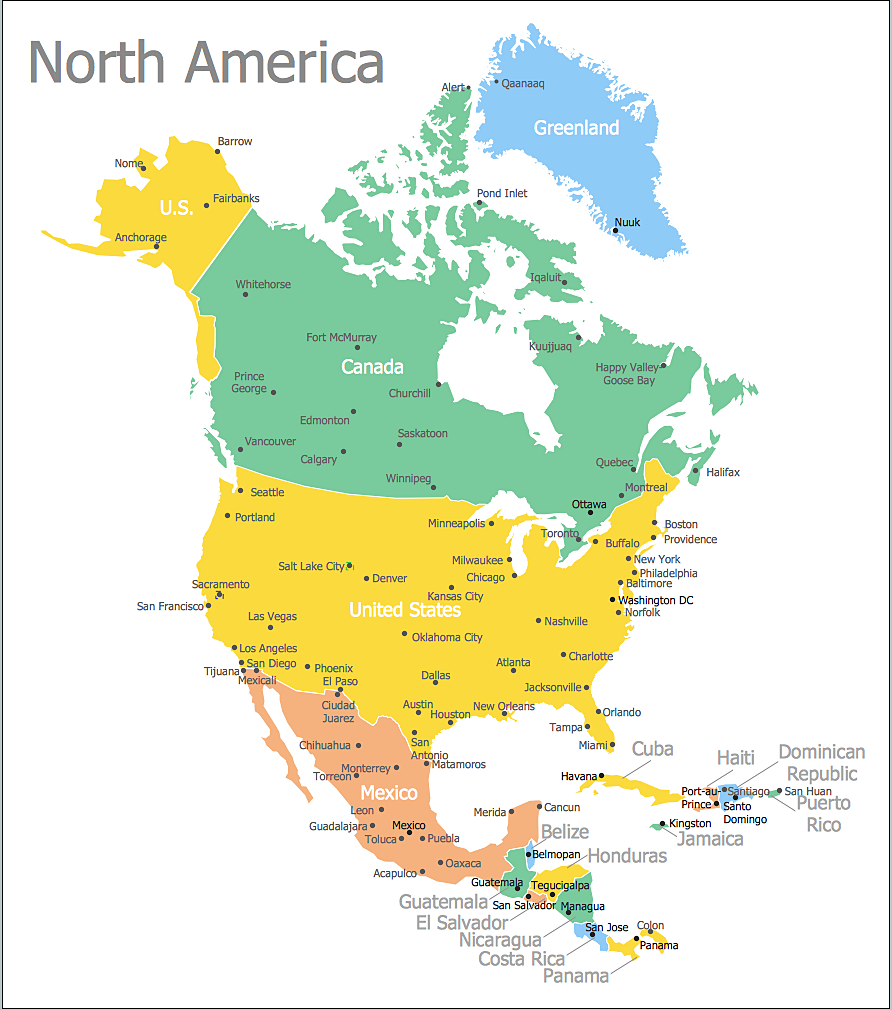 Printable Map North America