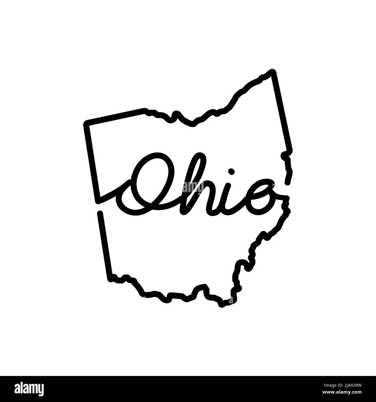 ohio us state outline map with the handwritten state name continuous line drawing of patriotic home sign a love for a small homeland t shirt print stock photo alamy