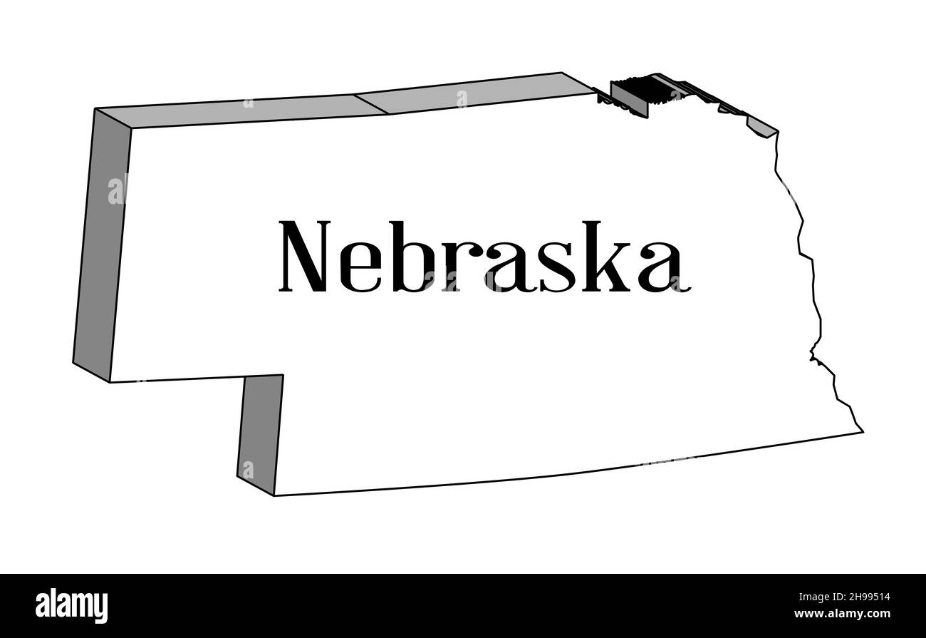 outline 3d map of the us state of nebraska over a white background stock photo alamy