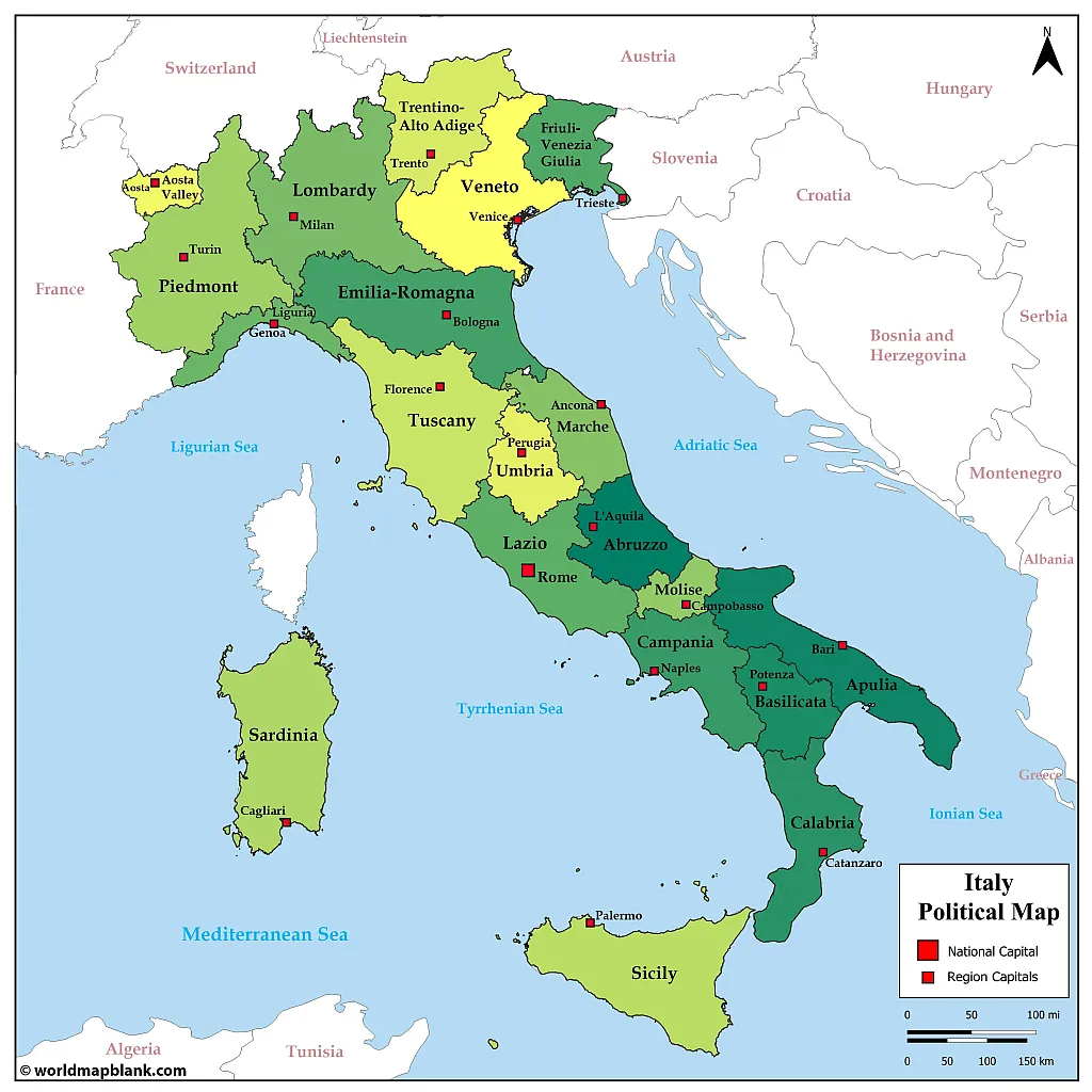 Italy Map Printable
