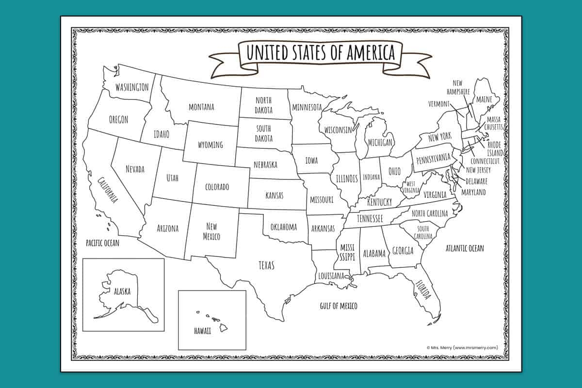 printable map of the united states mrs merry