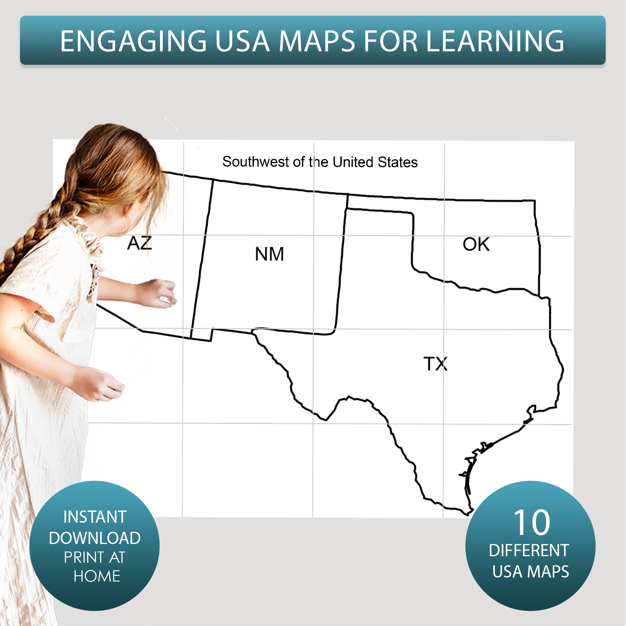 Map Of Usa States Printable