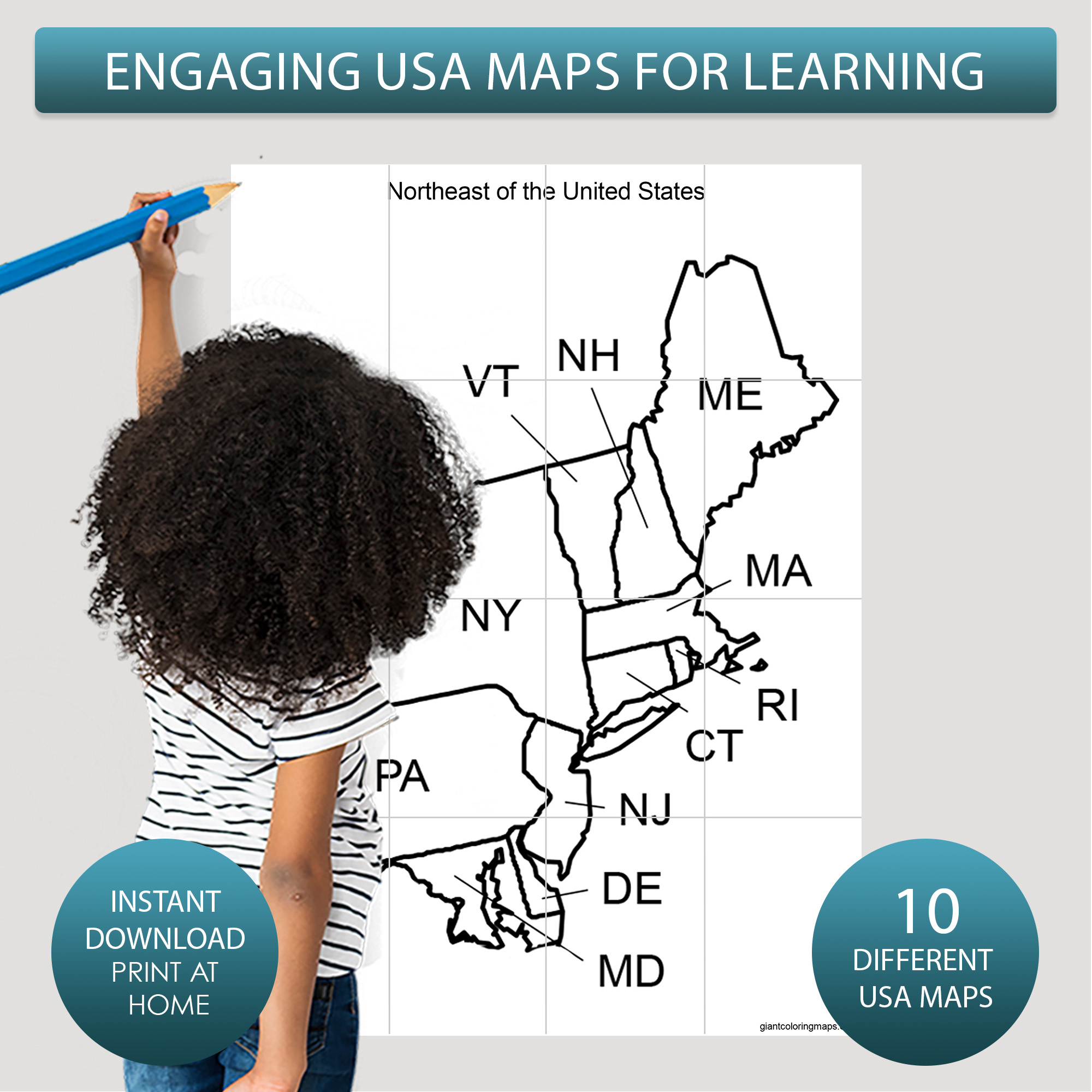 printable maps of the united states giant coloring maps