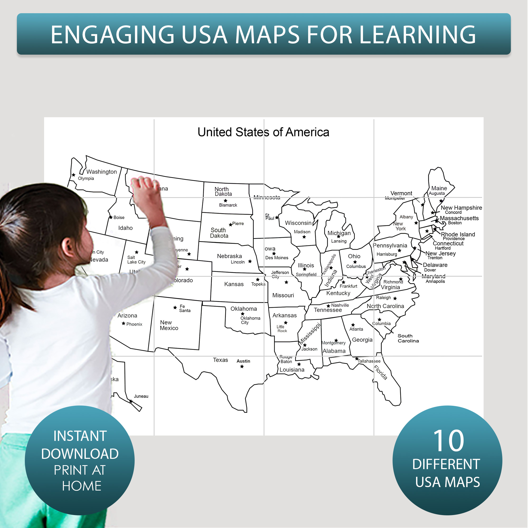 printable maps of the united states giant coloring maps