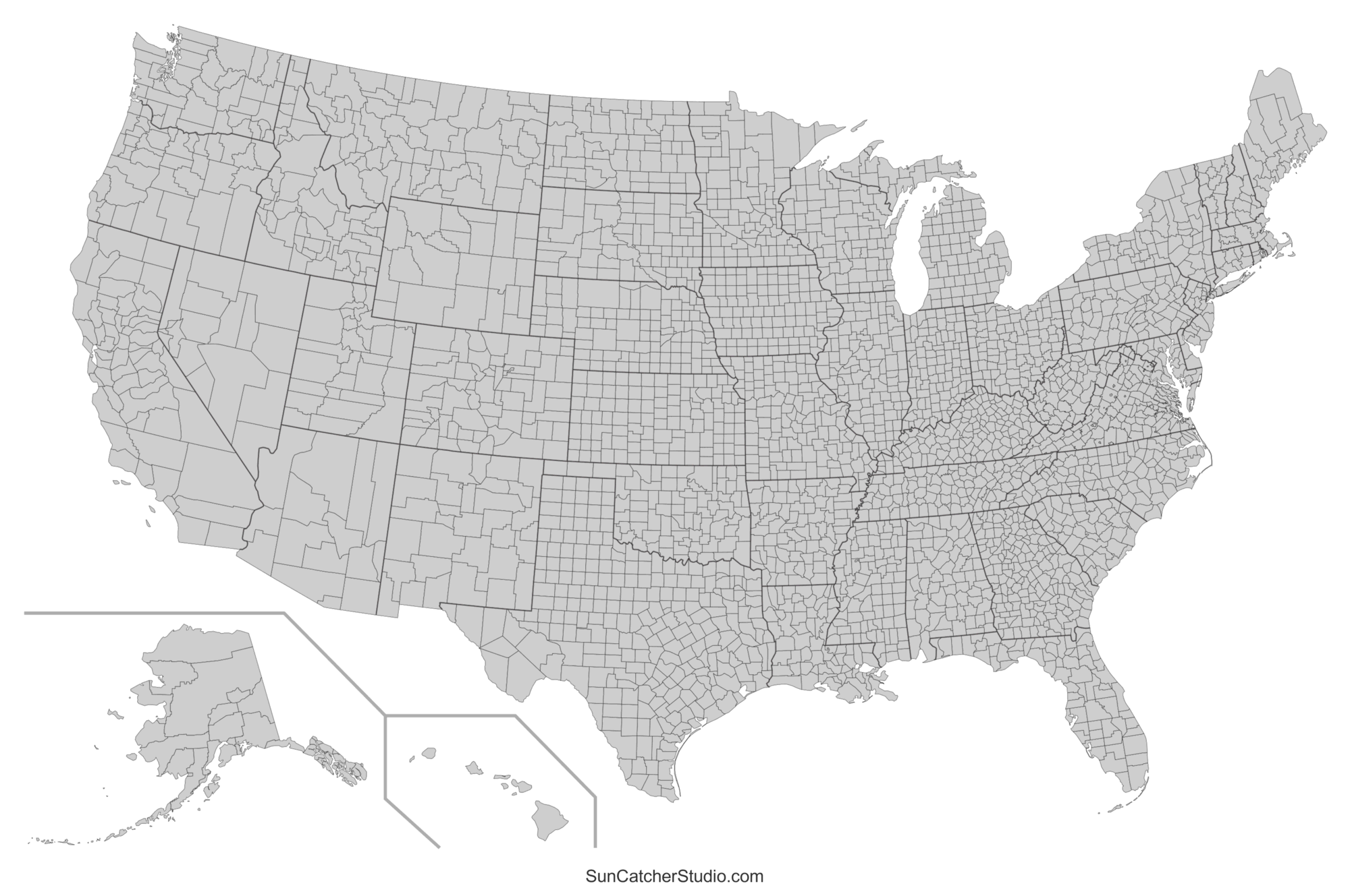 Printable Black And White Us Map