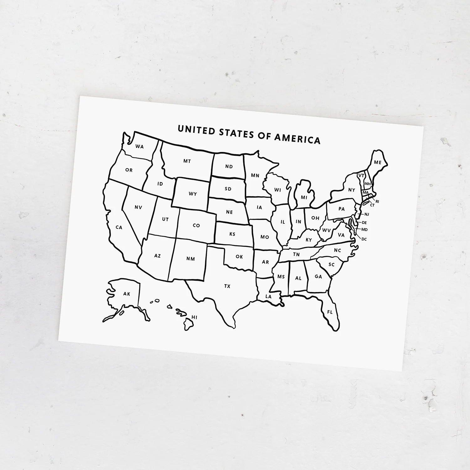 printable usa map us states with abbreviations united states map coloring page places i ve been sales map tracker us letter a4 sizes etsy