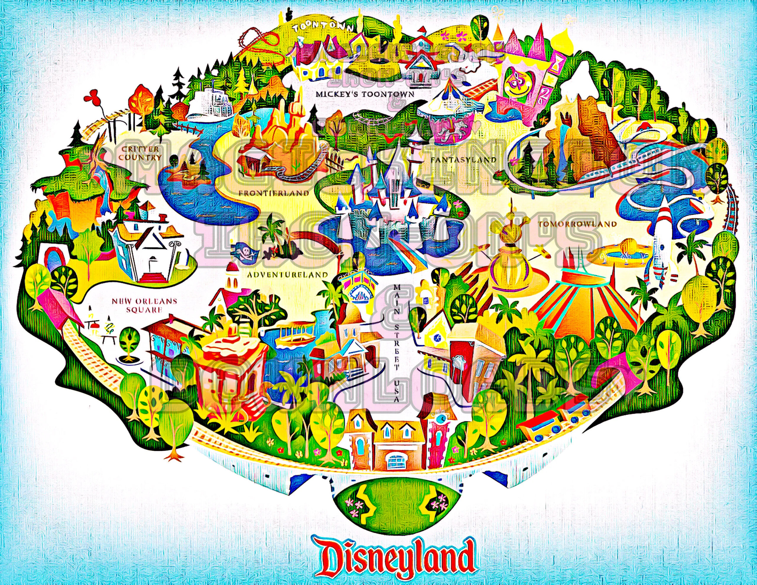 RARE Disneyland Map Image DIY Print T Shirt Poster Sticker Decal Clip Art Card Vacation Mug Disney Birthday Party Printable Pillow Napkins Etsy