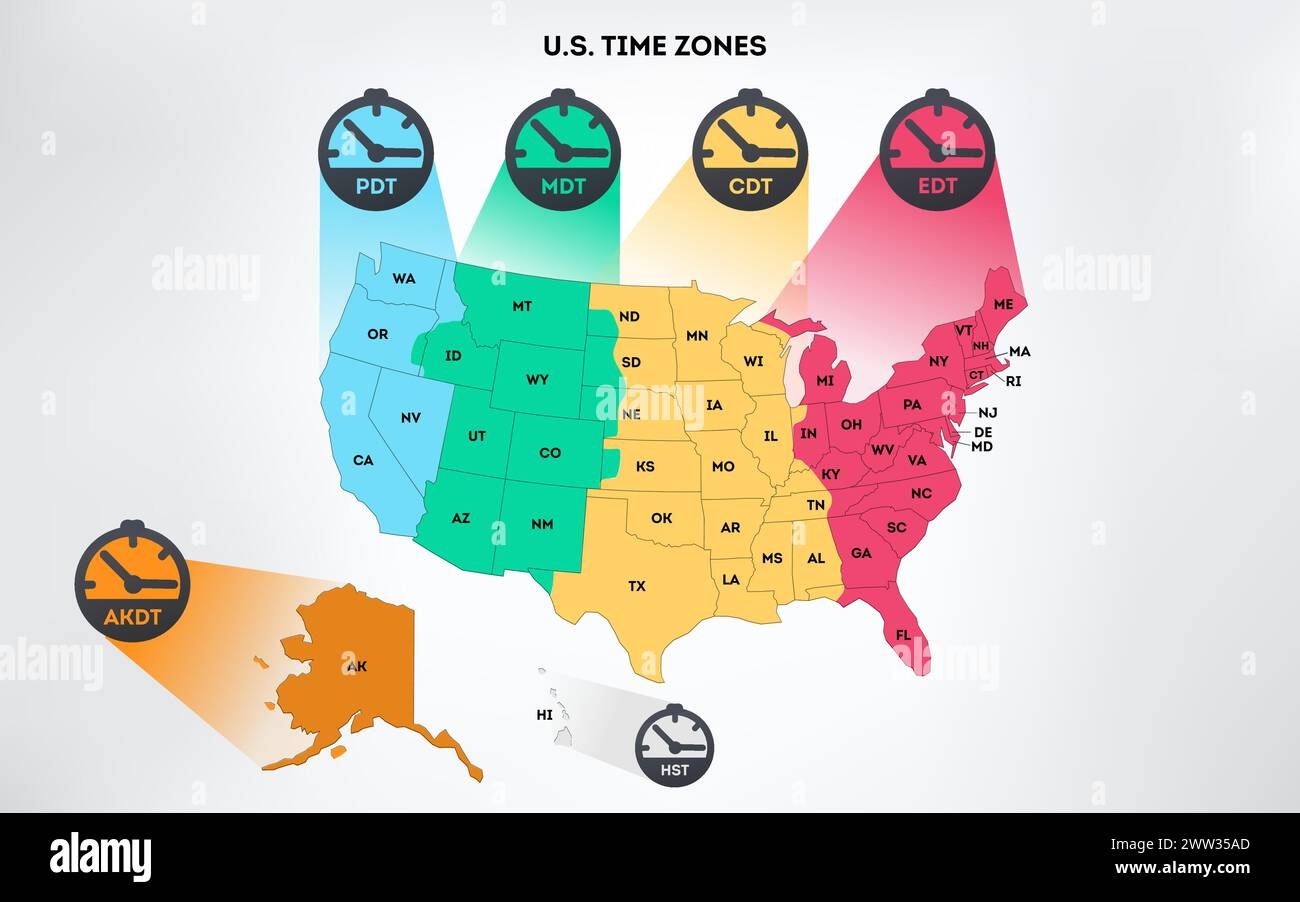 Printable Map Of Time Zones Usa