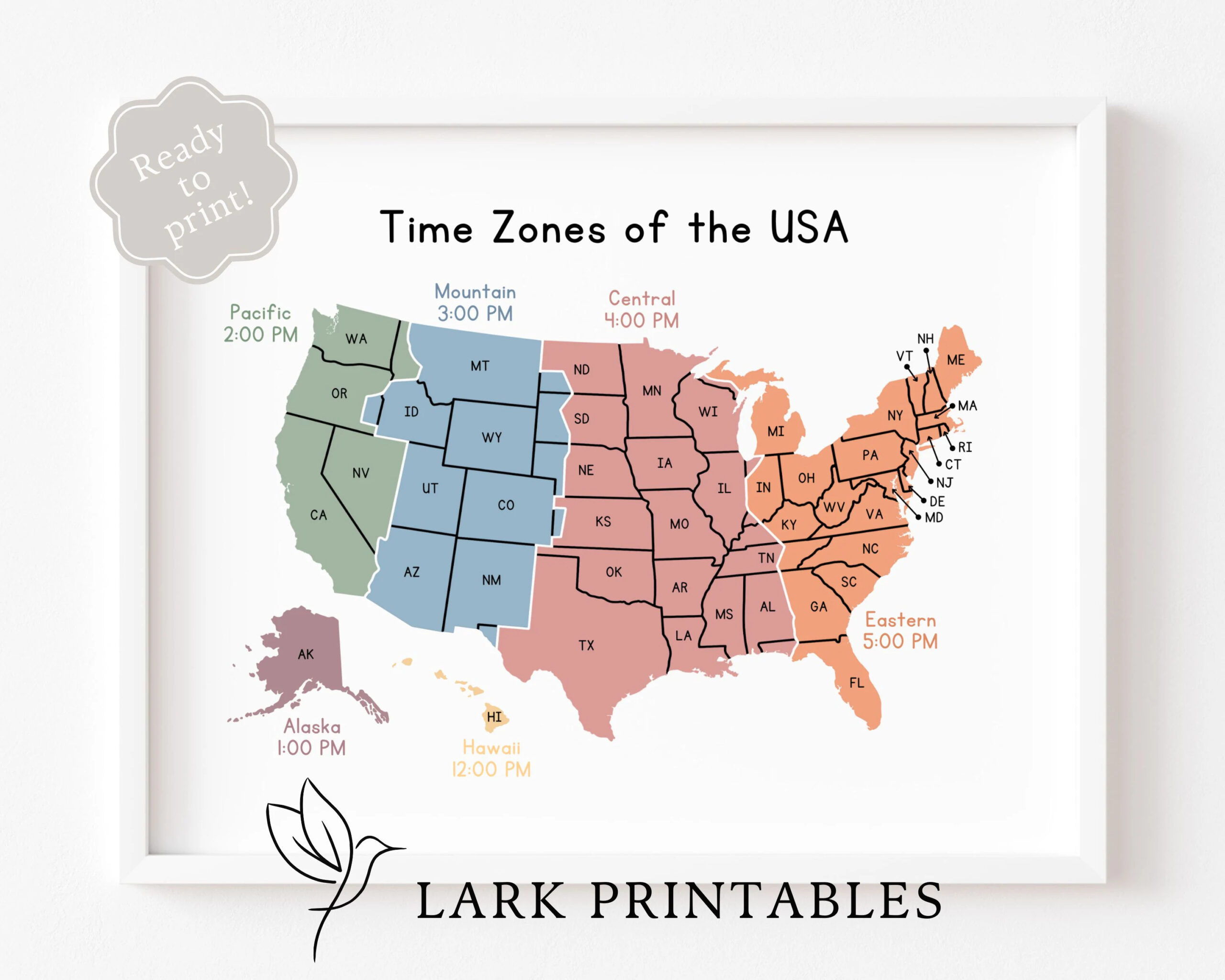 Printable Us Time Zone Map