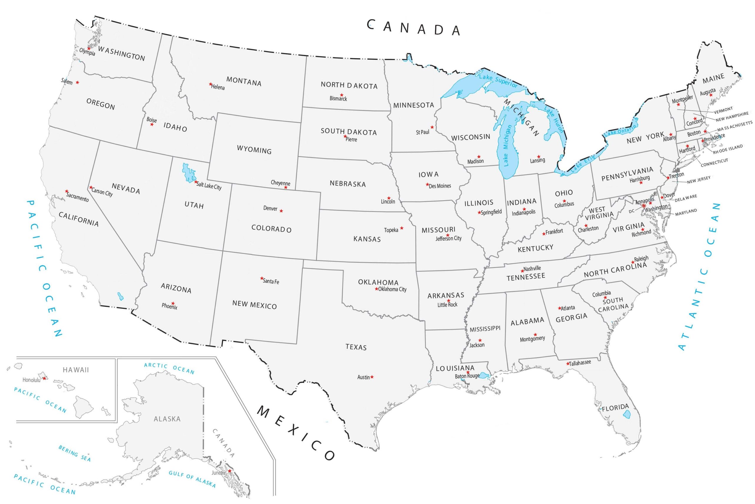 united states map with capitals gis geography