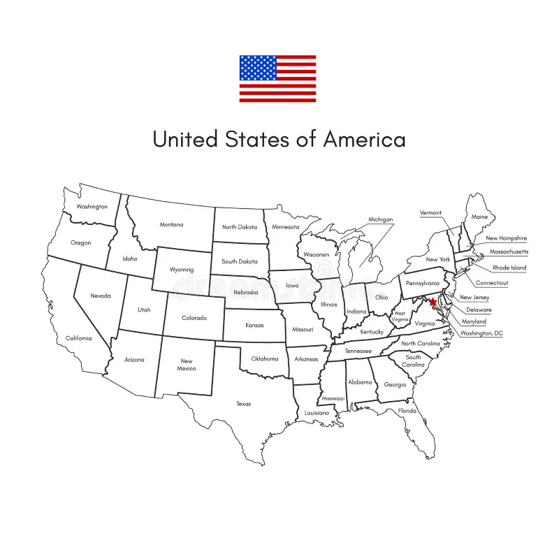 united states of america map usa line vector flag stock vector illustration of earth line 119664715