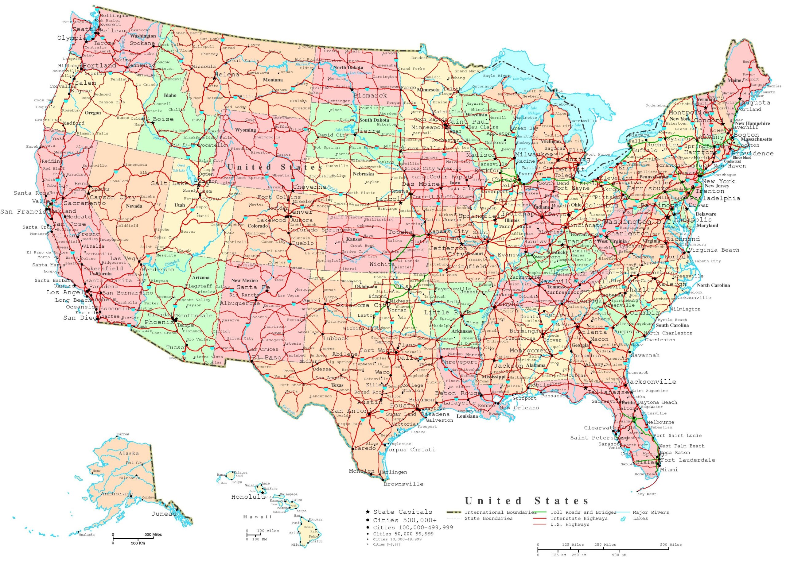 united states printable map