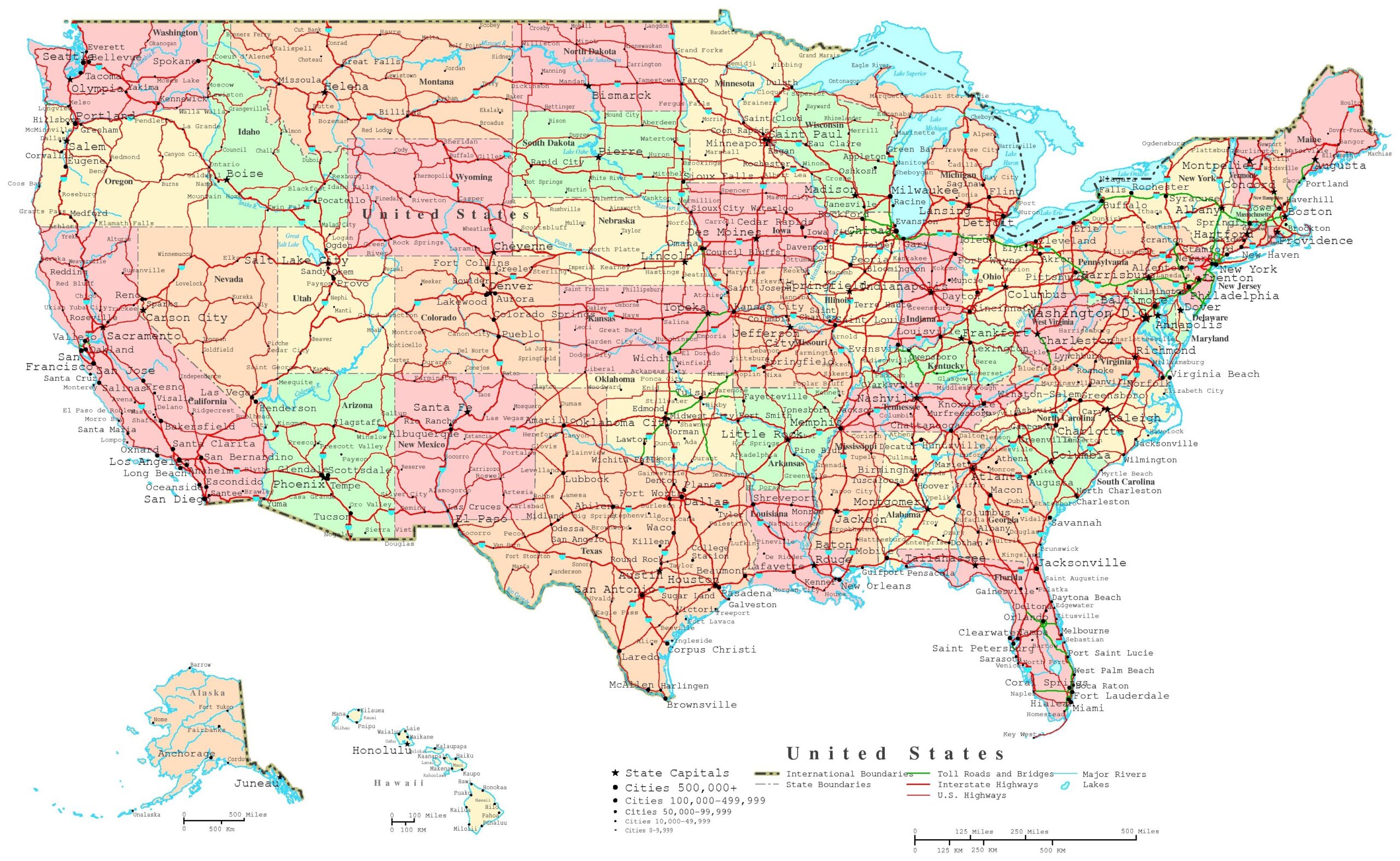 united states printable map