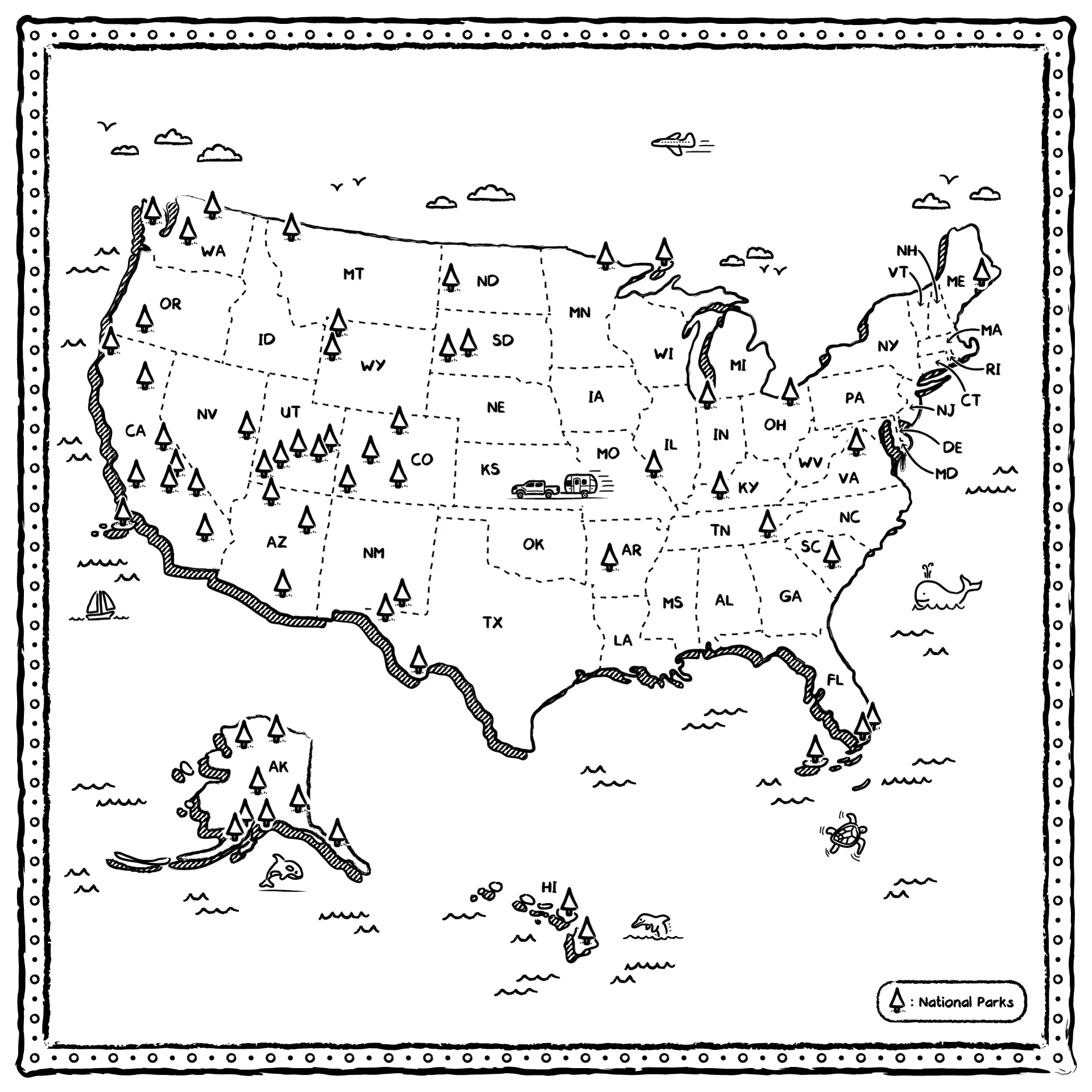 us national parks illustrated map by greg franco le cartographiste on dribbble