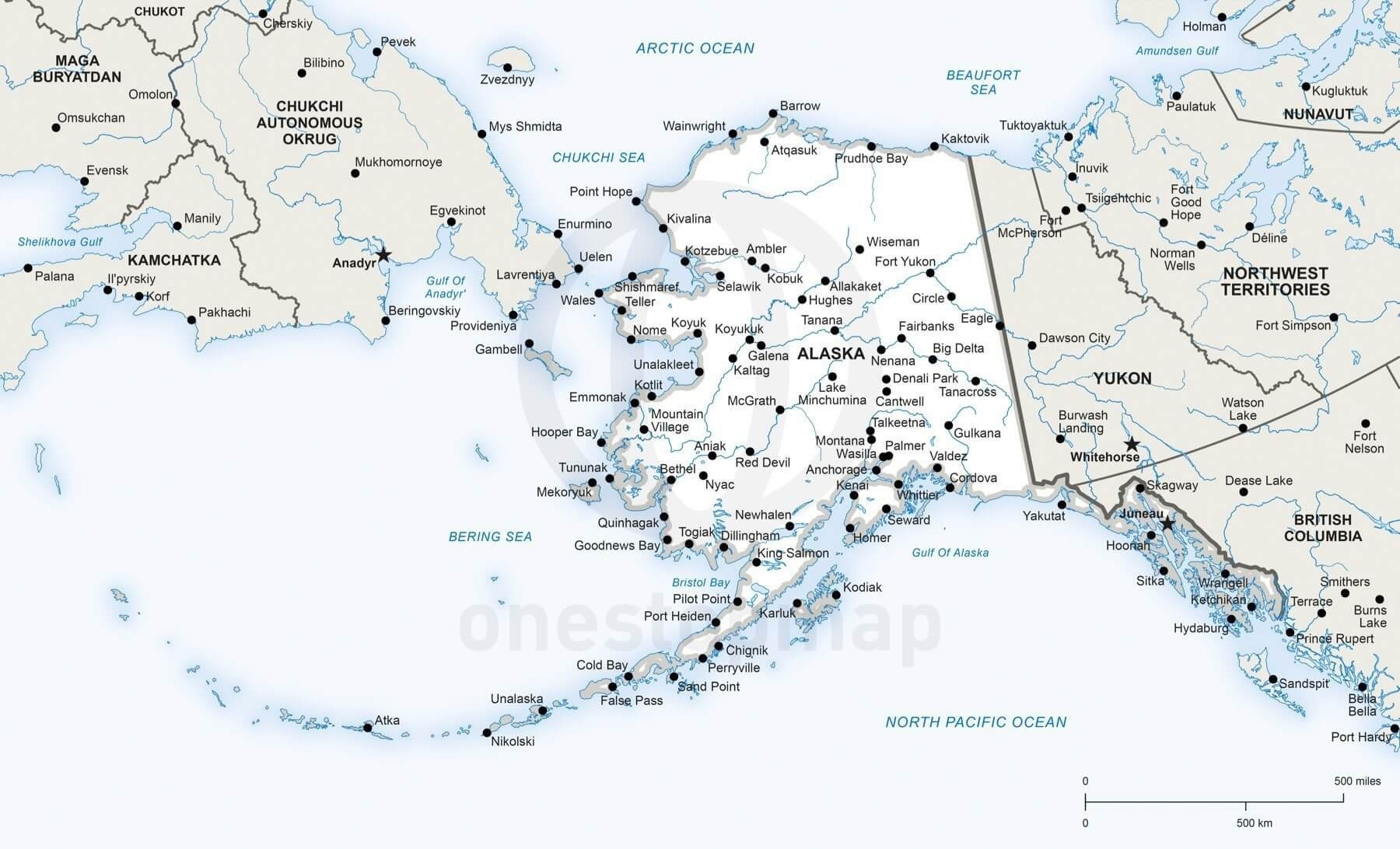 Vector Map Of Alaska Political One Stop Map
