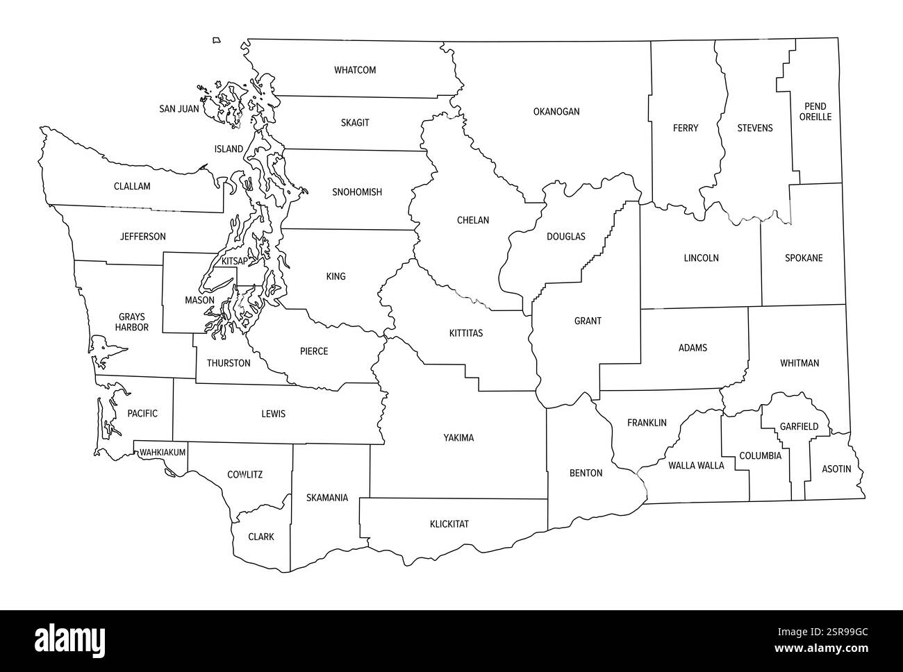 washington state map black and white stock photos images alamy
