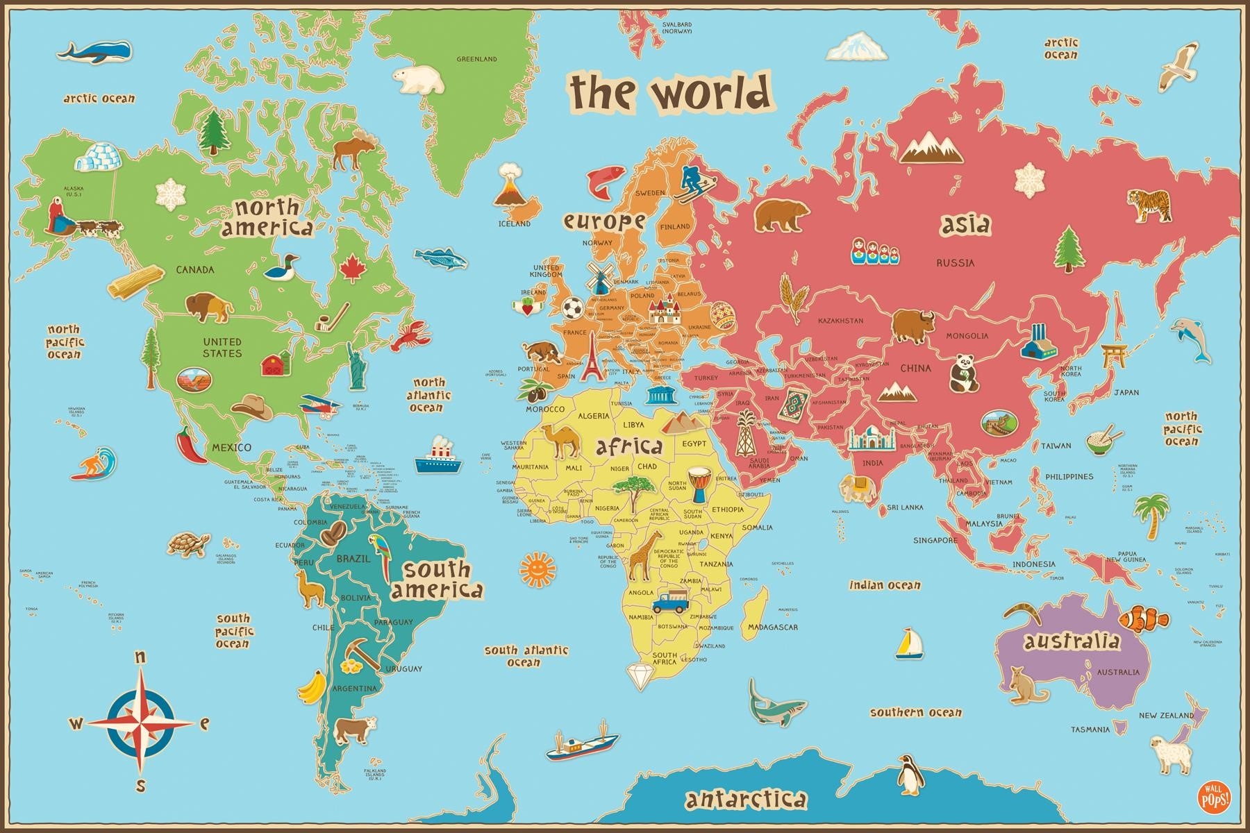 world map kids printable